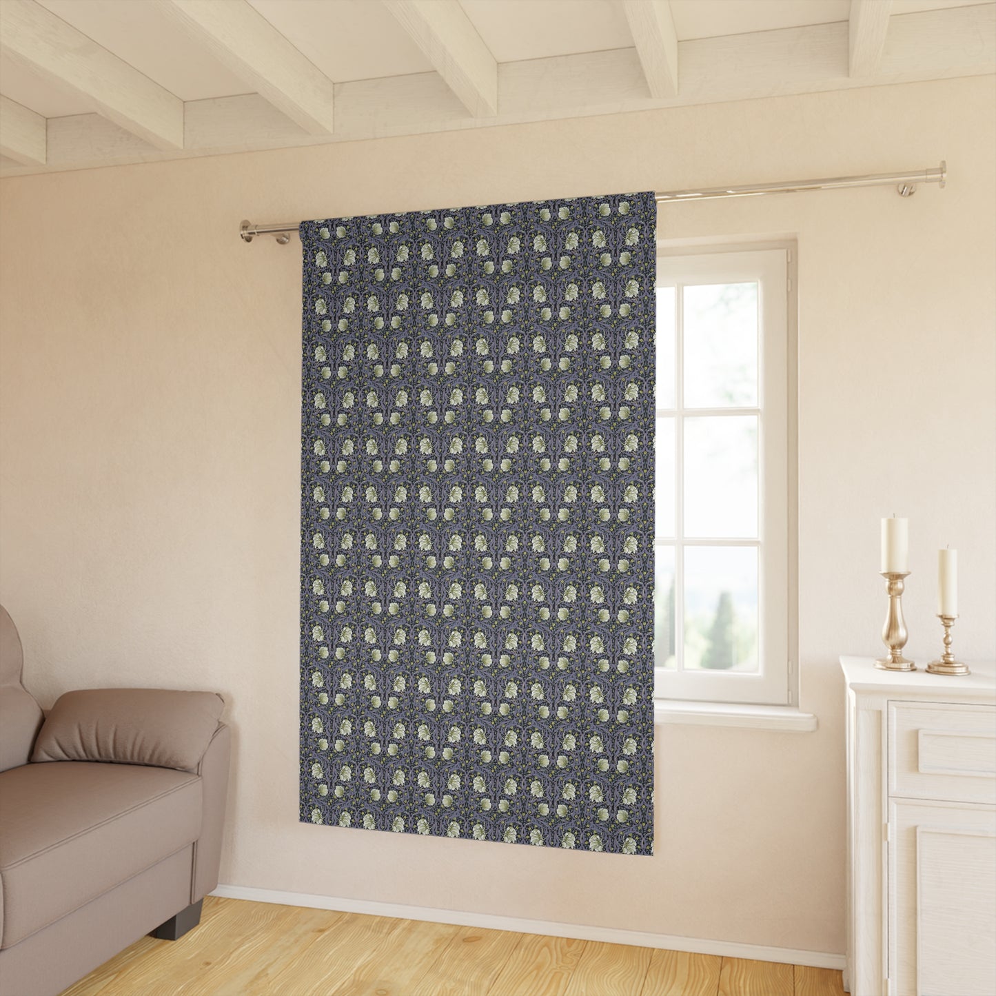 Blackout Window Curtain inspired by William Morris (1 Piece) - Pimpernel Collection (Lavender)