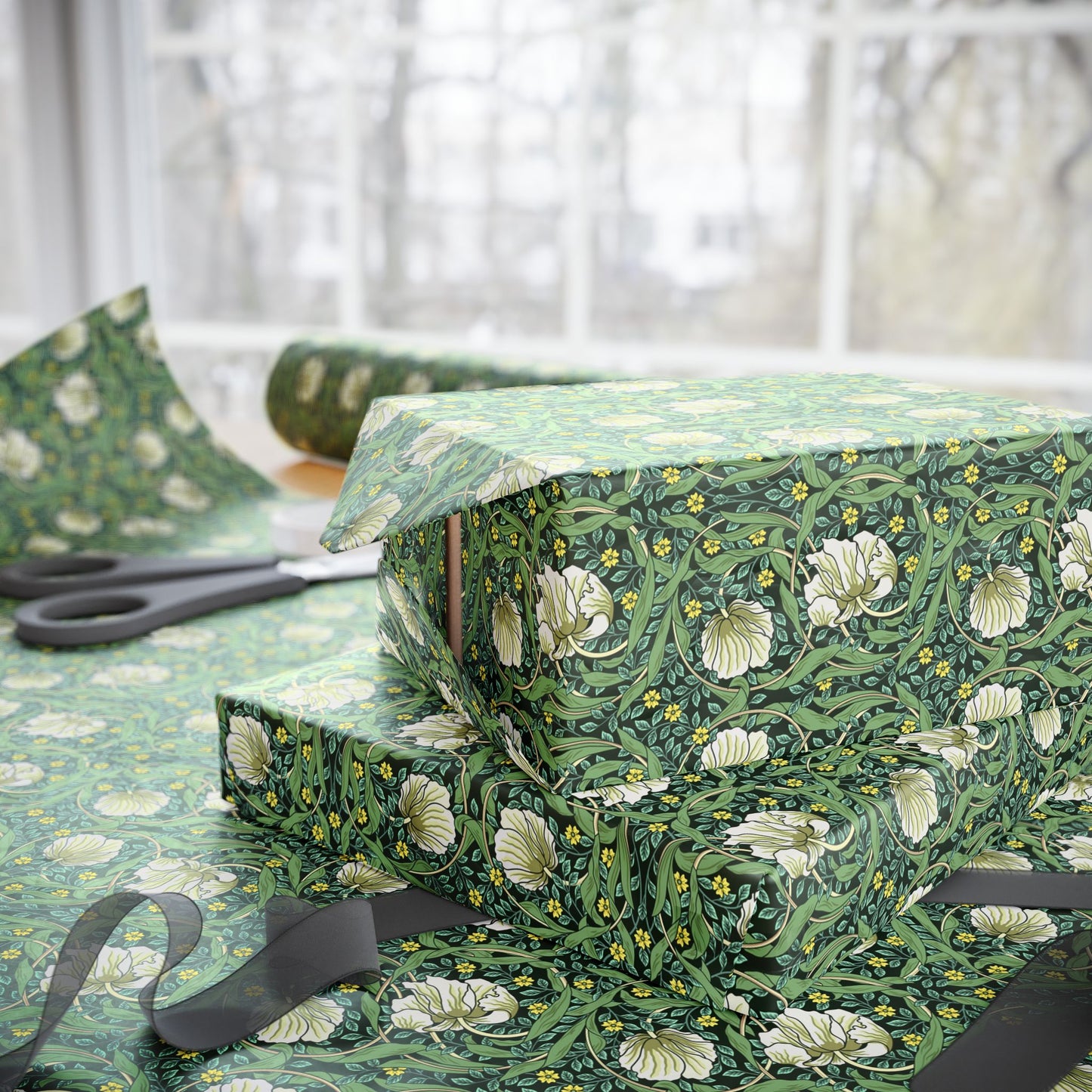 Gift Wrapping Paper inspired by William Morris - Pimpernel Collection (Green)
