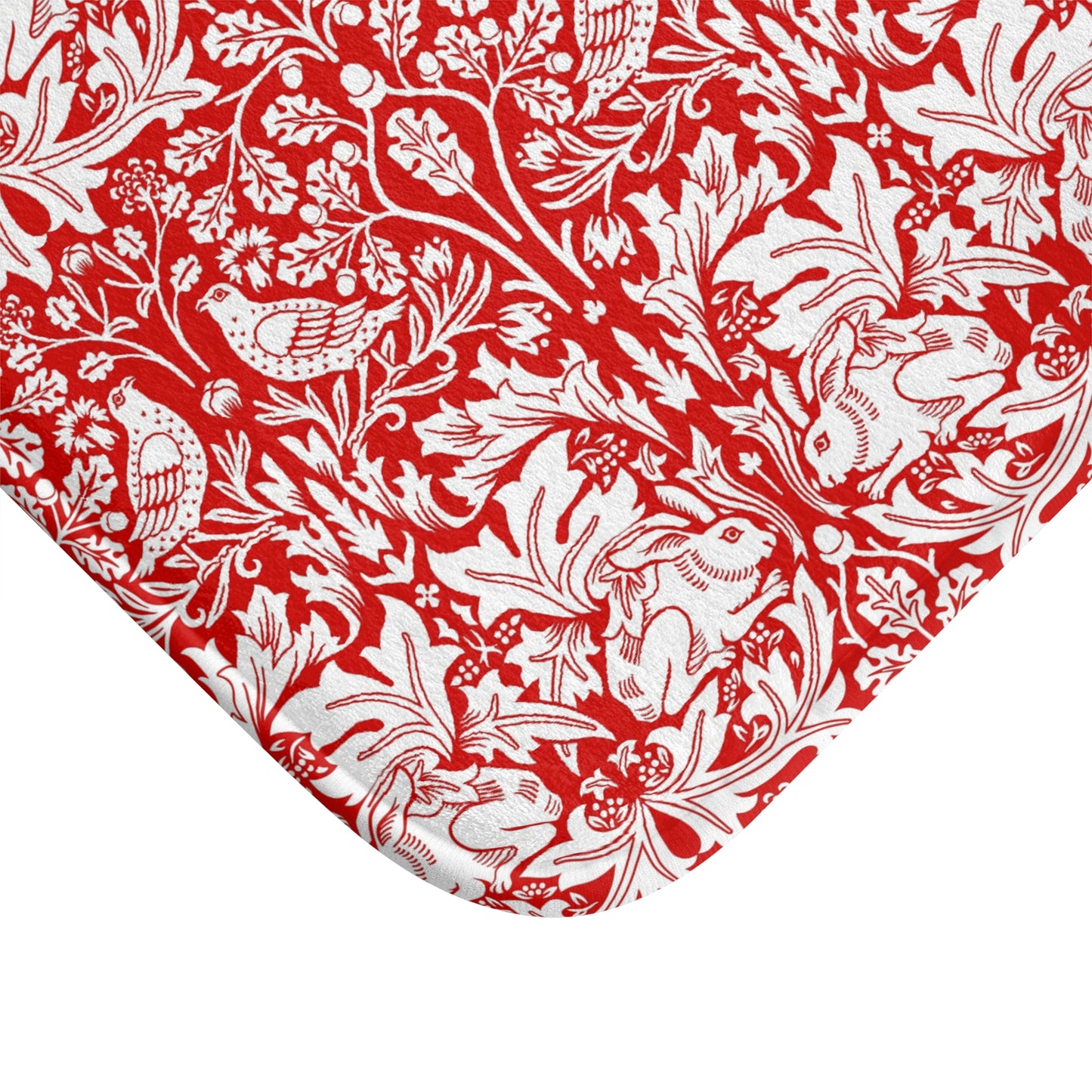 Microfibre Bath Mat inspired by William Morris - Brer Rabbit Collection (Red)