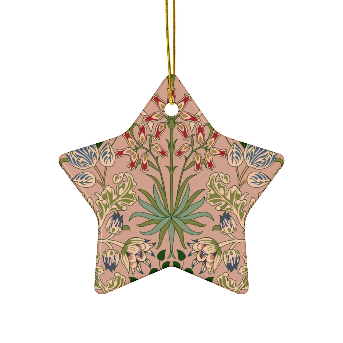 Ceramic Christmas Ornaments inspired by William Morris - Hyacinth Collection (Blossom) - Double Sided Print: 1pc, 3pcs, 5pcs, 10pcs