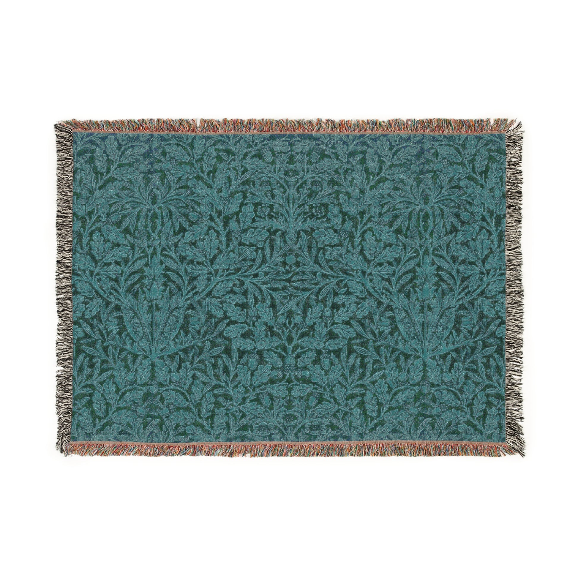 woven-cotton-blanket-william-morris-acorns-oak-leaves-teal-1