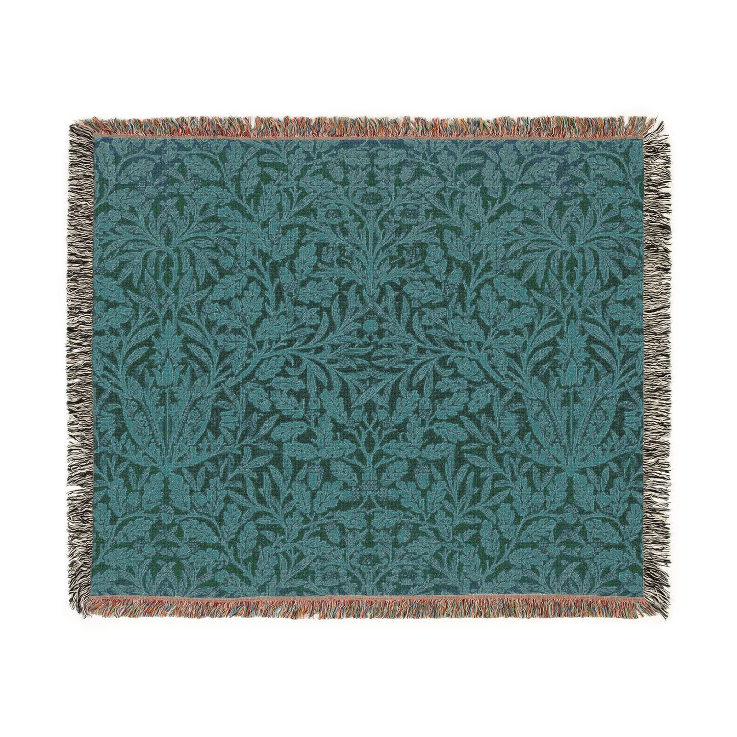 woven-cotton-blanket-william-morris-acorns-oak-leaves-teal-3