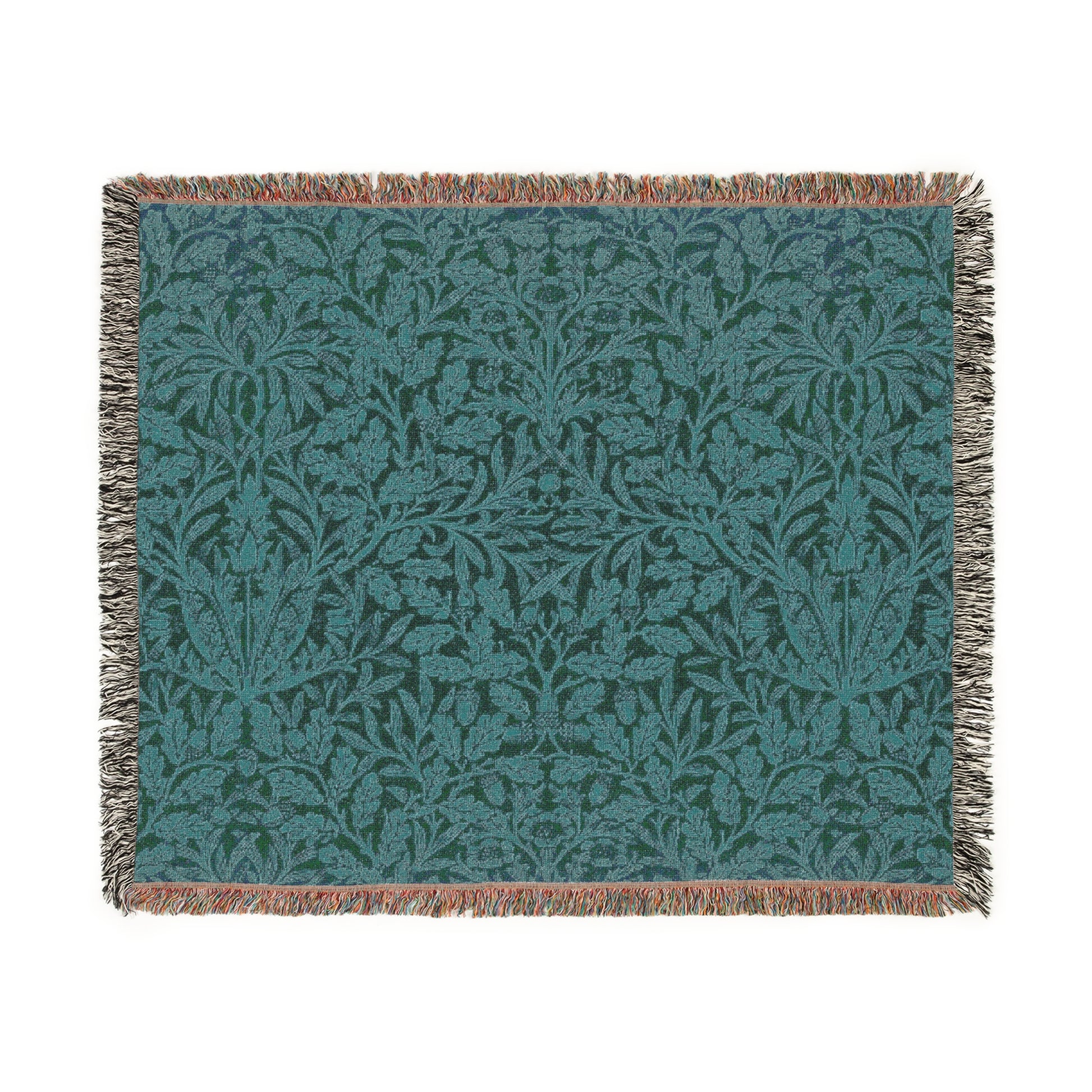 woven-cotton-blanket-william-morris-acorns-oak-leaves-teal-3