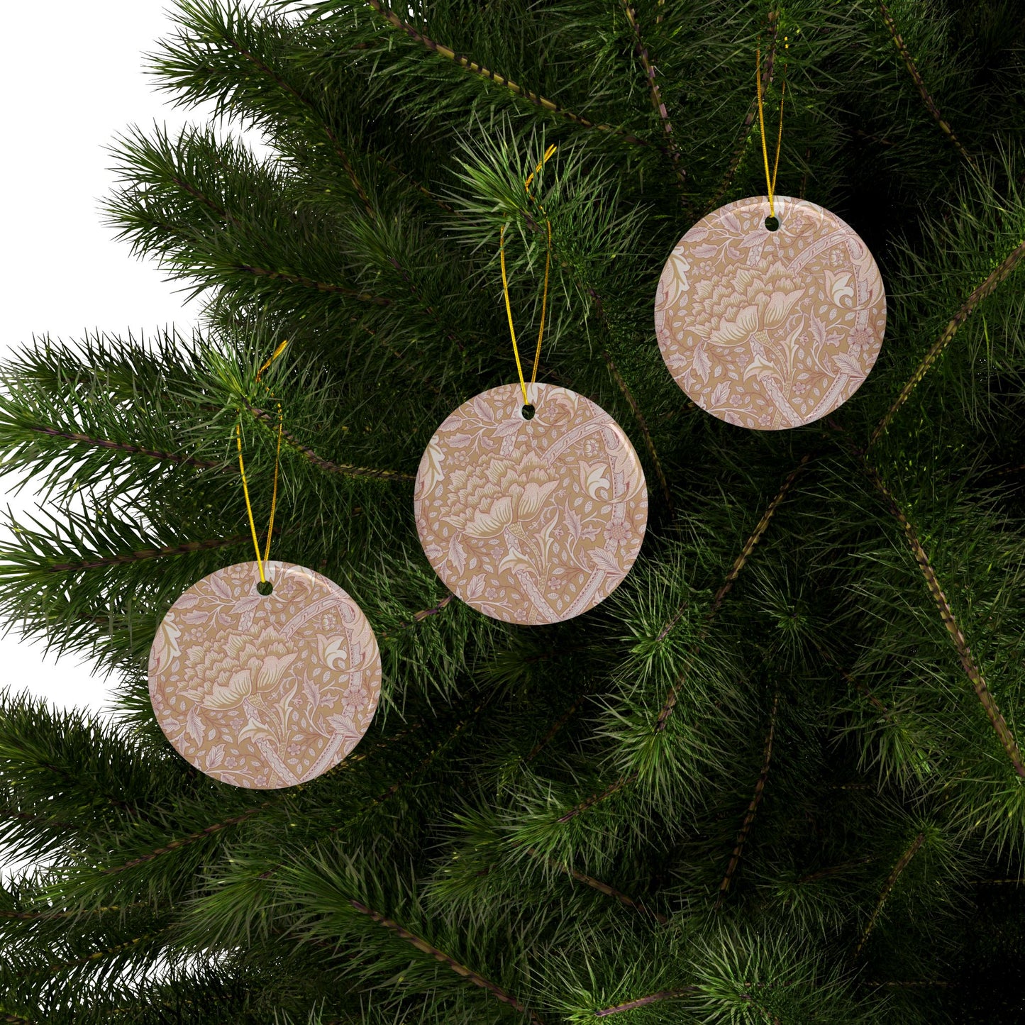 Ceramic Christmas Ornaments inspired by William Morris - Windrush Collection (Path) - Double Sided Print: 1pc, 3pcs, 5pcs, 10pcs