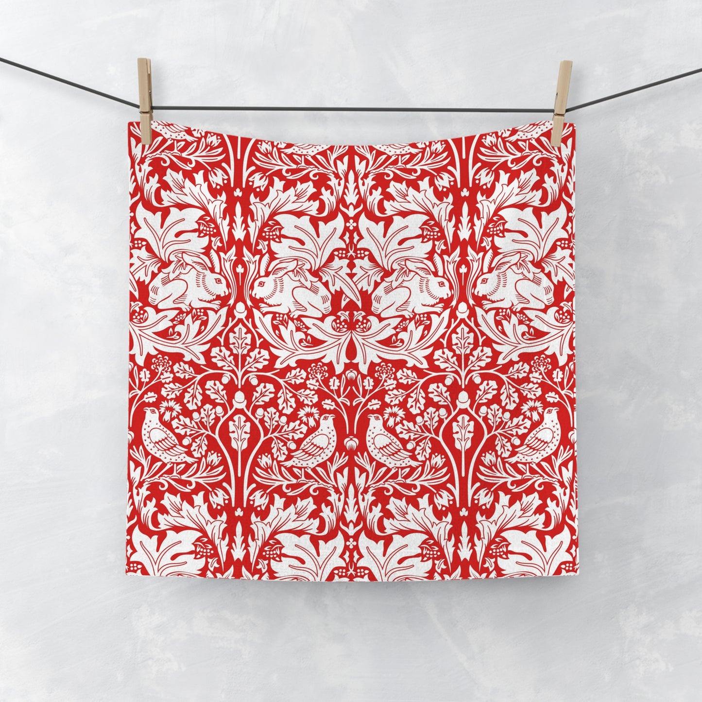 Washcloth inspired by William Morris - Brer Rabbit Collection (Red)