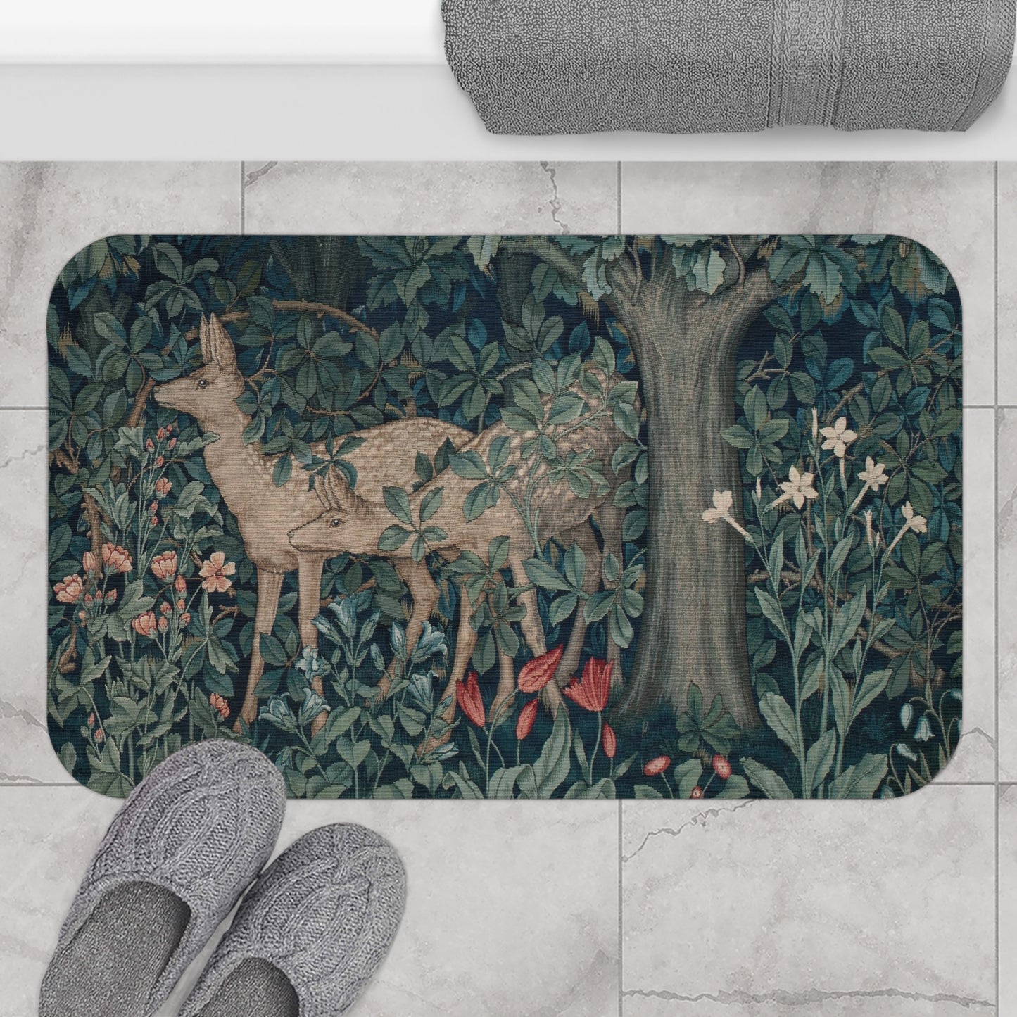 Microfibre Bath Mat inspired by William Morris - Greenery Collection (Dear)