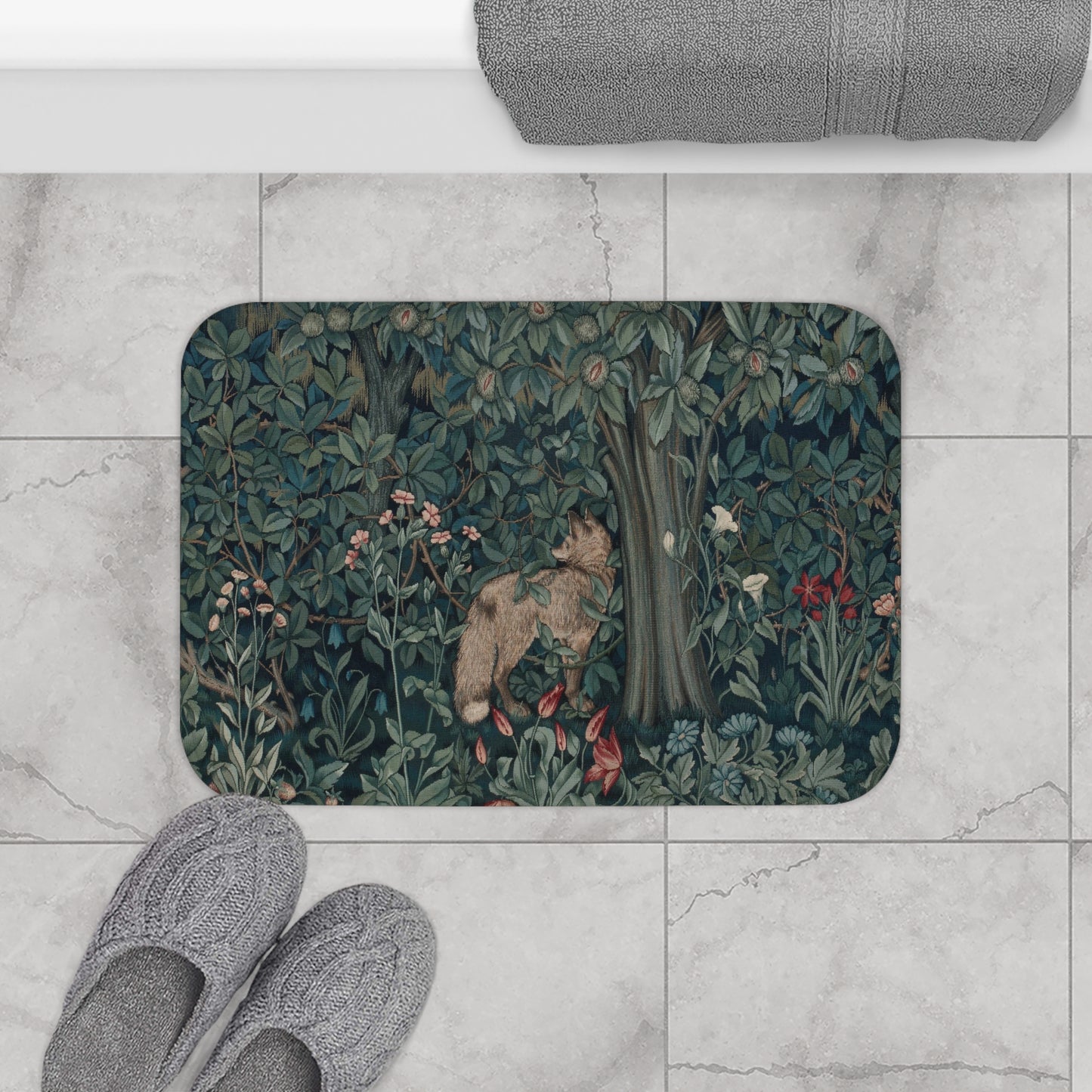 william-morris-co-microfibre-bath-mat-green-forest-collection-fox-9