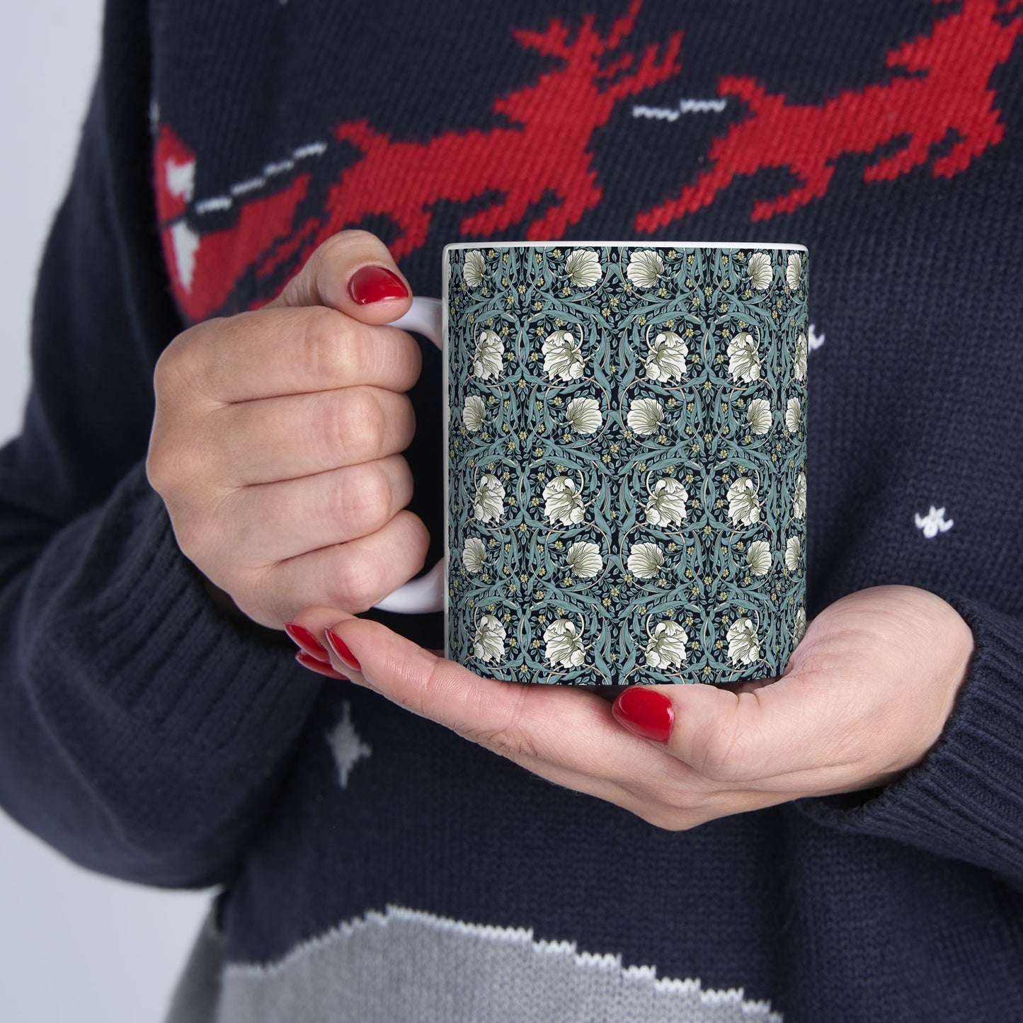 Ceramic Mug inspired by William Morris - Pimpernel Collection (Slate)