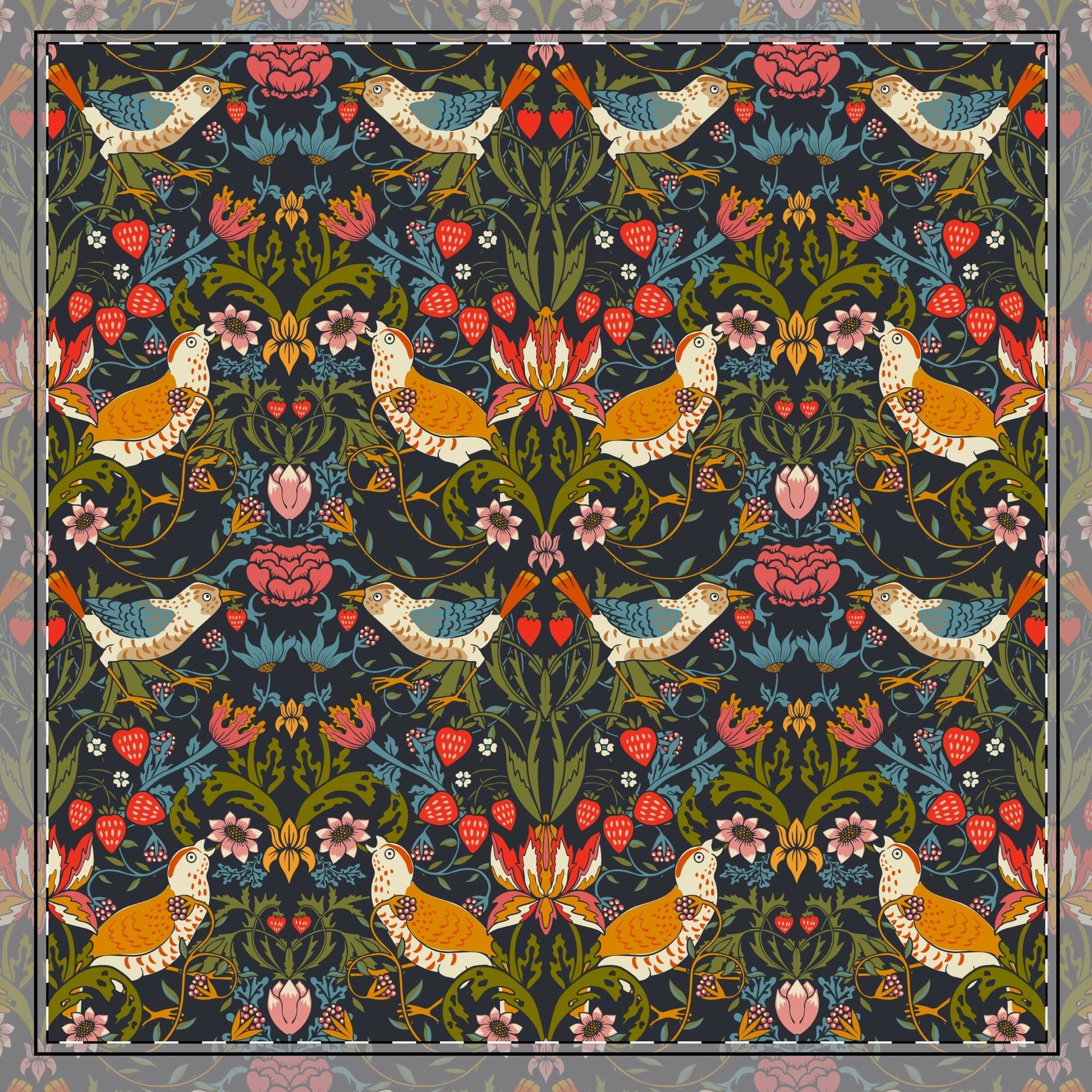 cotton-twill-napkin-by-william-morris-strawberry-thief-ebony-2