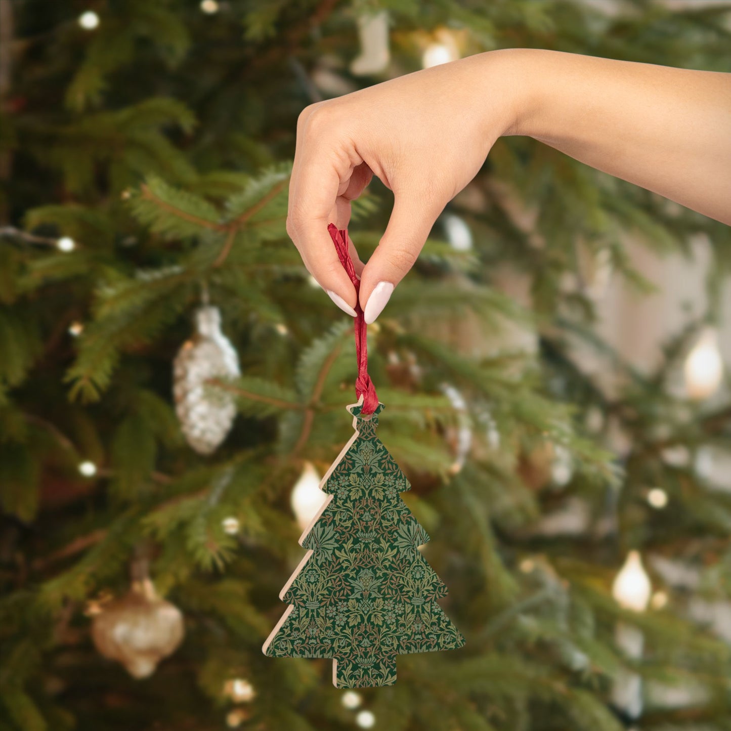 Wooden Christmas Ornaments inspired by William Morris - Flower Garden Collection