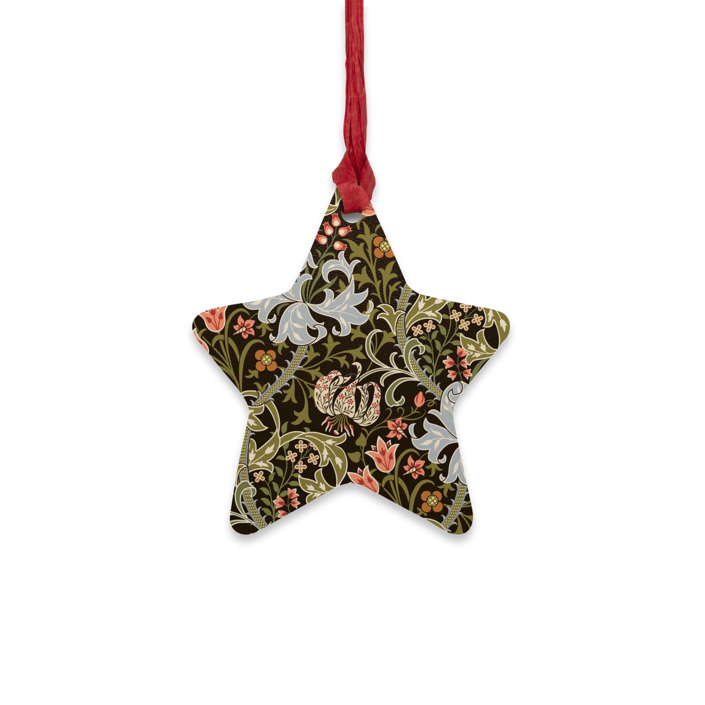 Wooden Christmas Ornaments inspired by William Morris - Golden Lily Collection (Midnight)