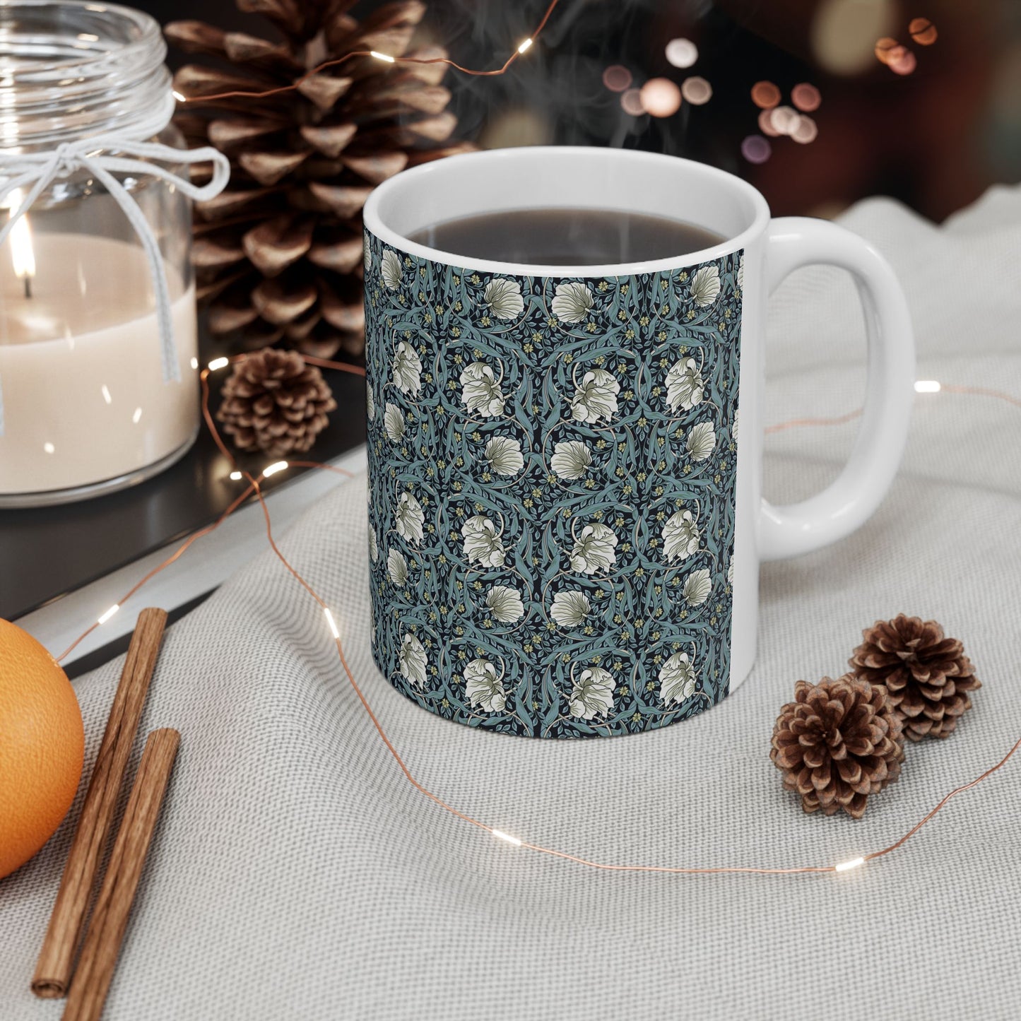 Ceramic Mug inspired by William Morris - Pimpernel Collection (Slate)