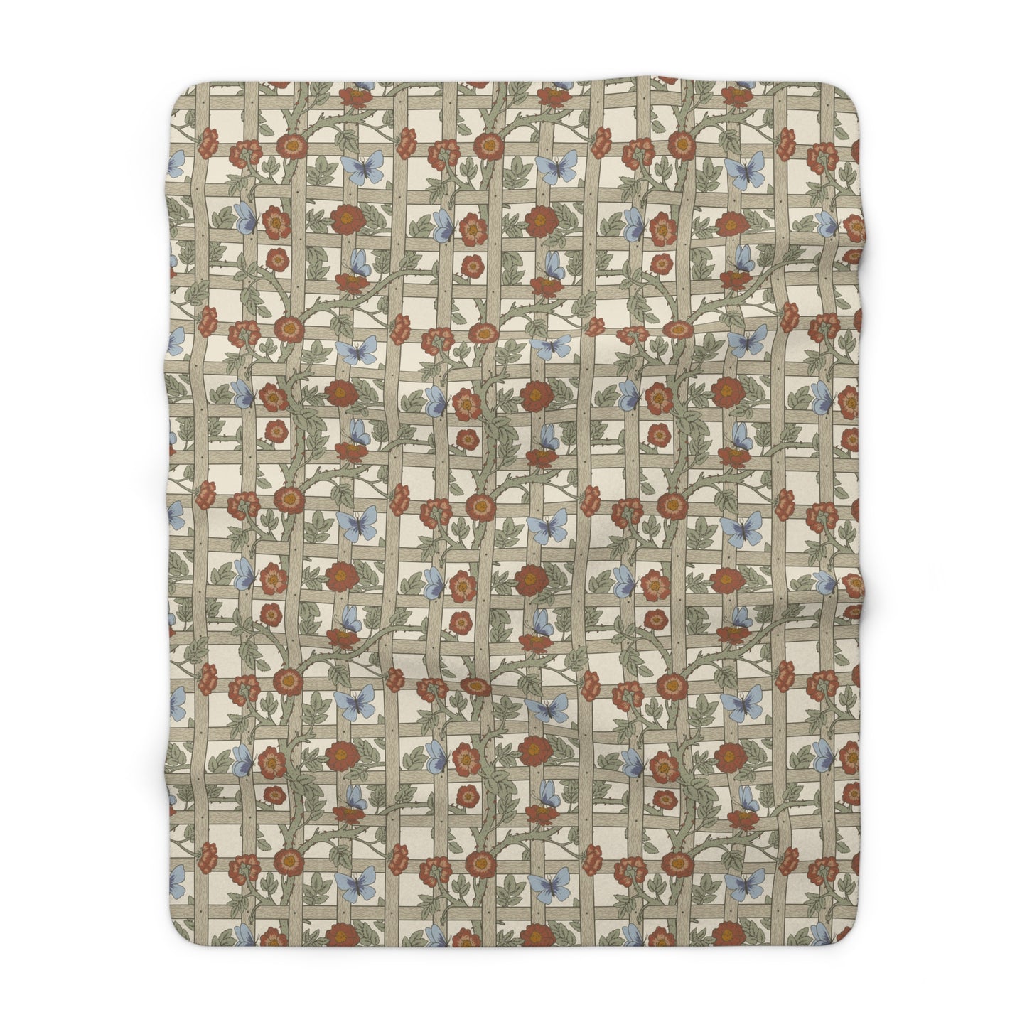 Sherpa Fleece Blanket inspired by William Morris - Trellis Collection