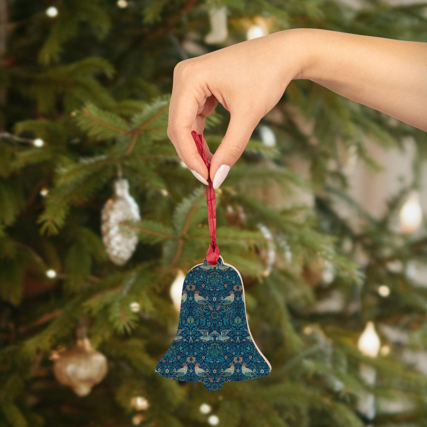 Wooden Christmas Ornaments inspired by William Morris -