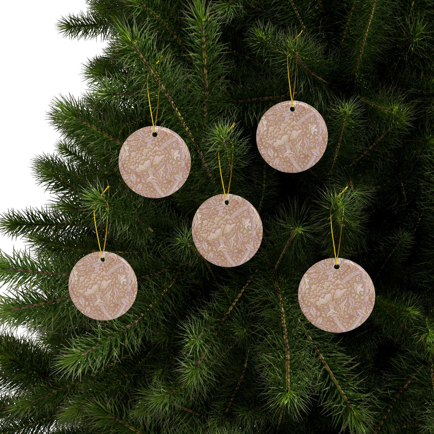 Ceramic Christmas Ornaments inspired by William Morris - Windrush Collection (Path) - Double Sided Print: 1pc, 3pcs, 5pcs, 10pcs