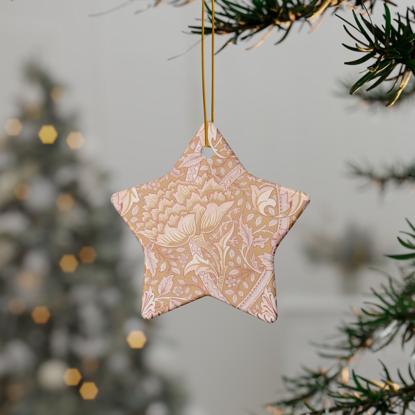 Ceramic Christmas Ornaments inspired by William Morris - Windrush Collection (Path) - Double Sided Print: 1pc, 3pcs, 5pcs, 10pcs