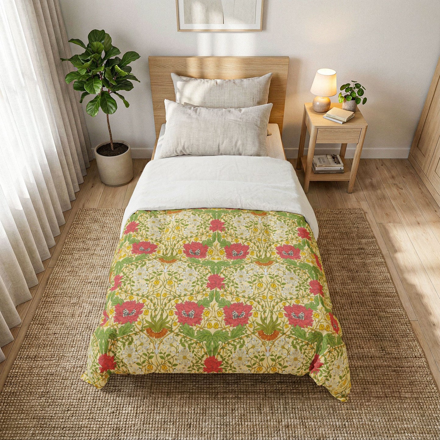 Cotton Comforter inspired by William Morris - Honeysuckle & Tulip Collection (Summer)