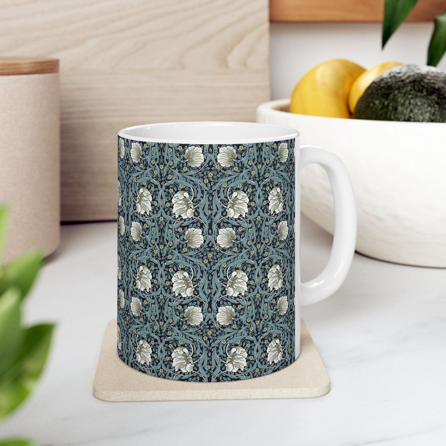 Ceramic Mug inspired by William Morris - Pimpernel Collection (Slate)