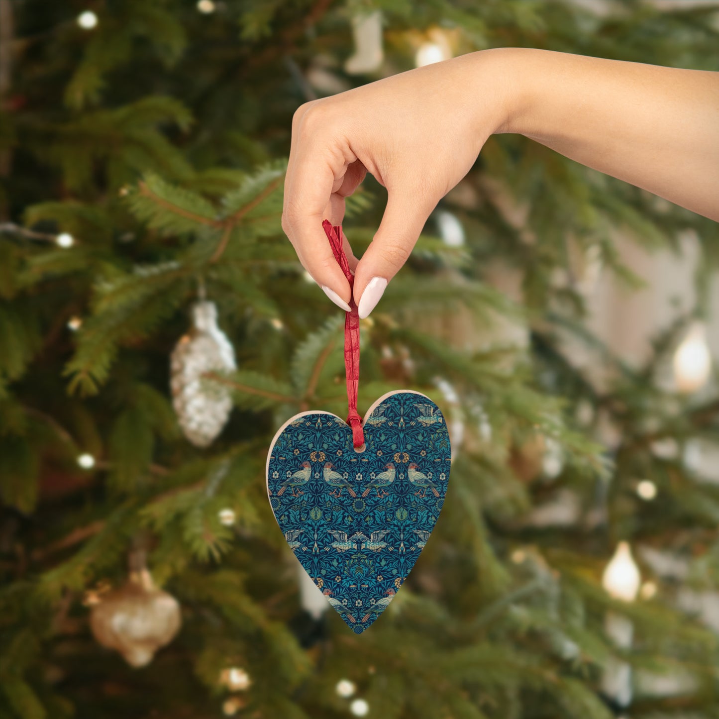 Wooden Christmas Ornaments inspired by William Morris -