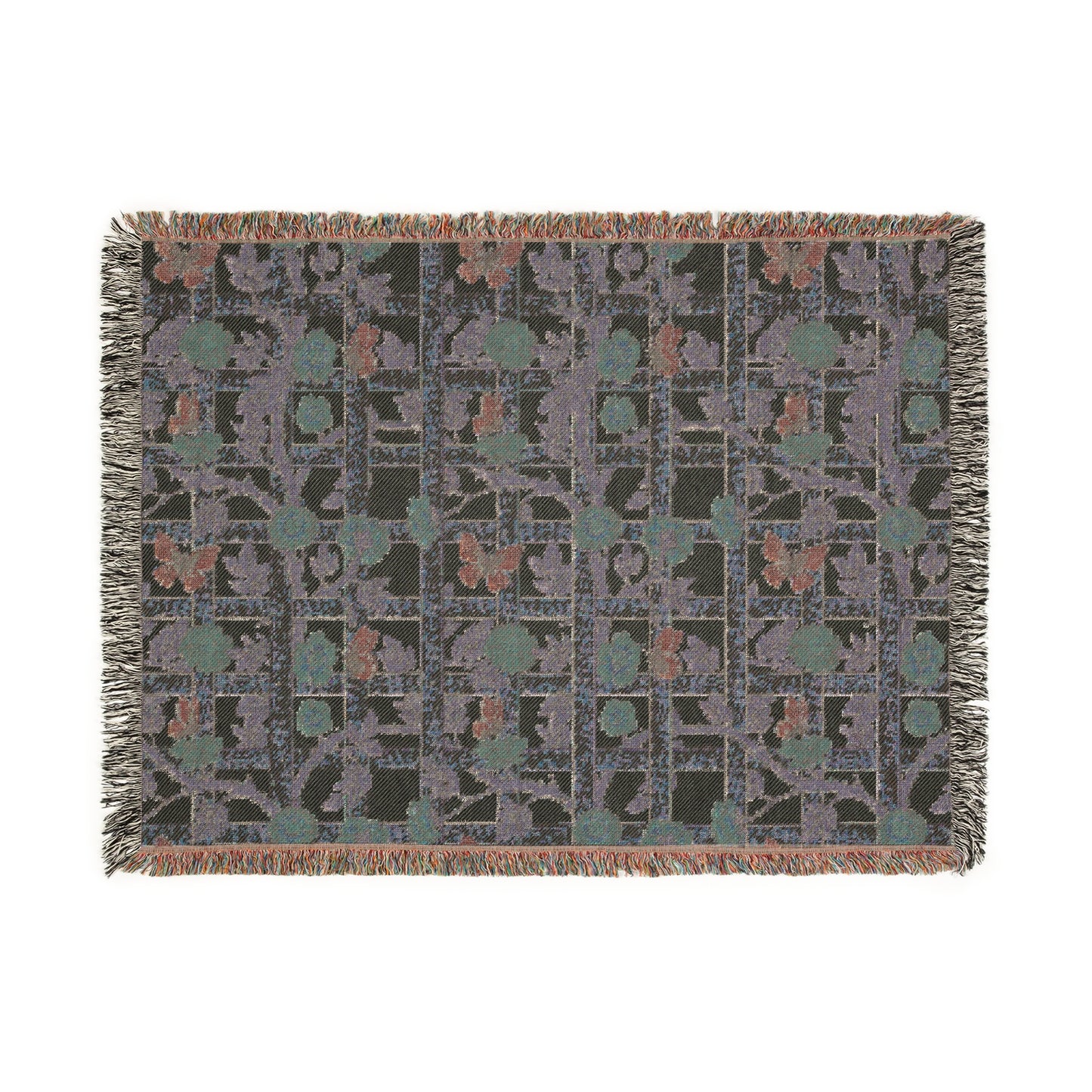 Woven Cotton Blanket inspired by William Morris - Trellis Collection