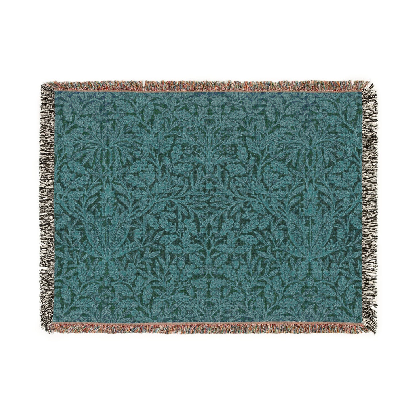 woven-cotton-blanket-william-morris-acorns-oak-leaves-teal-4
