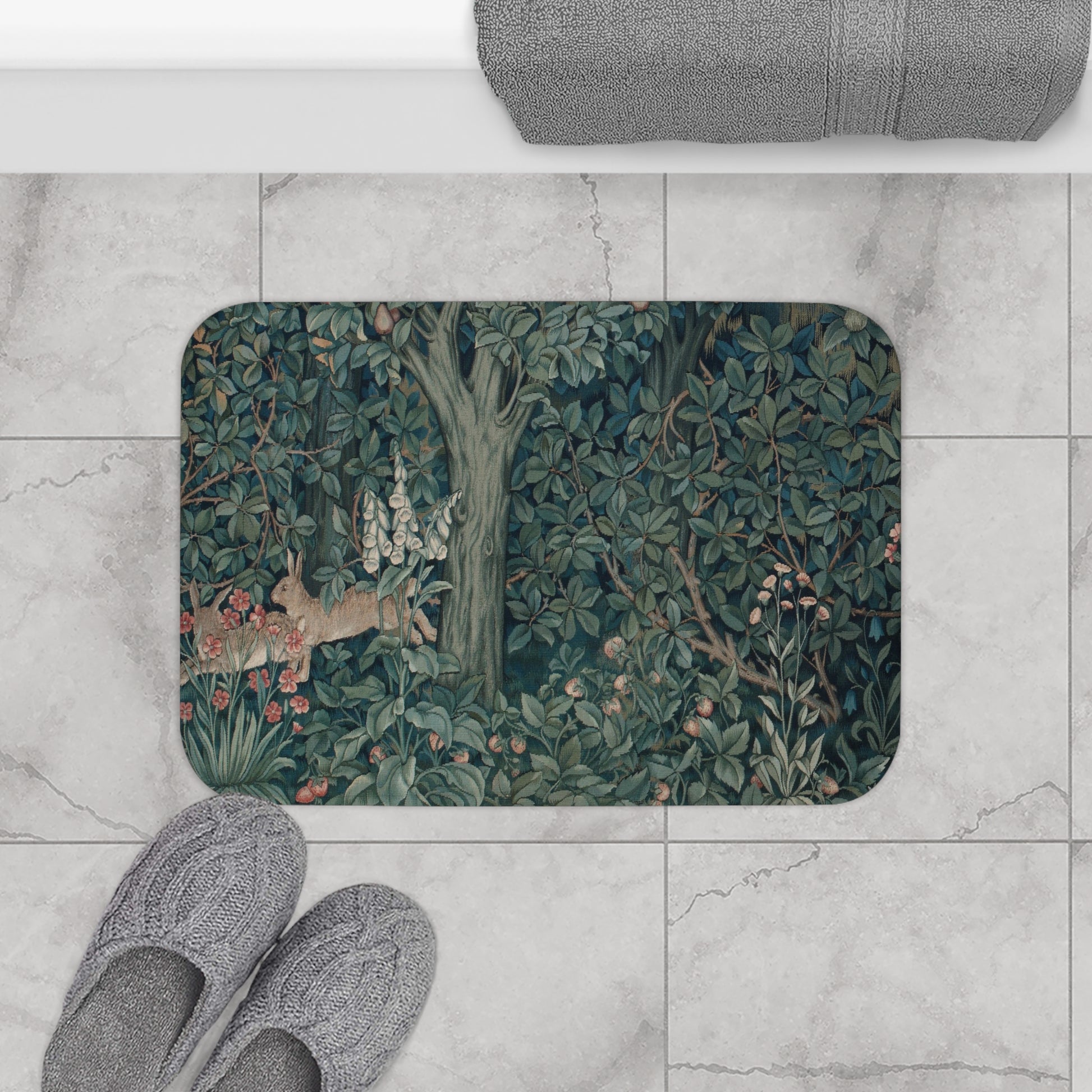 william-morris-co-microfibre-bath-mat-green-forest-collection-rabbit-8