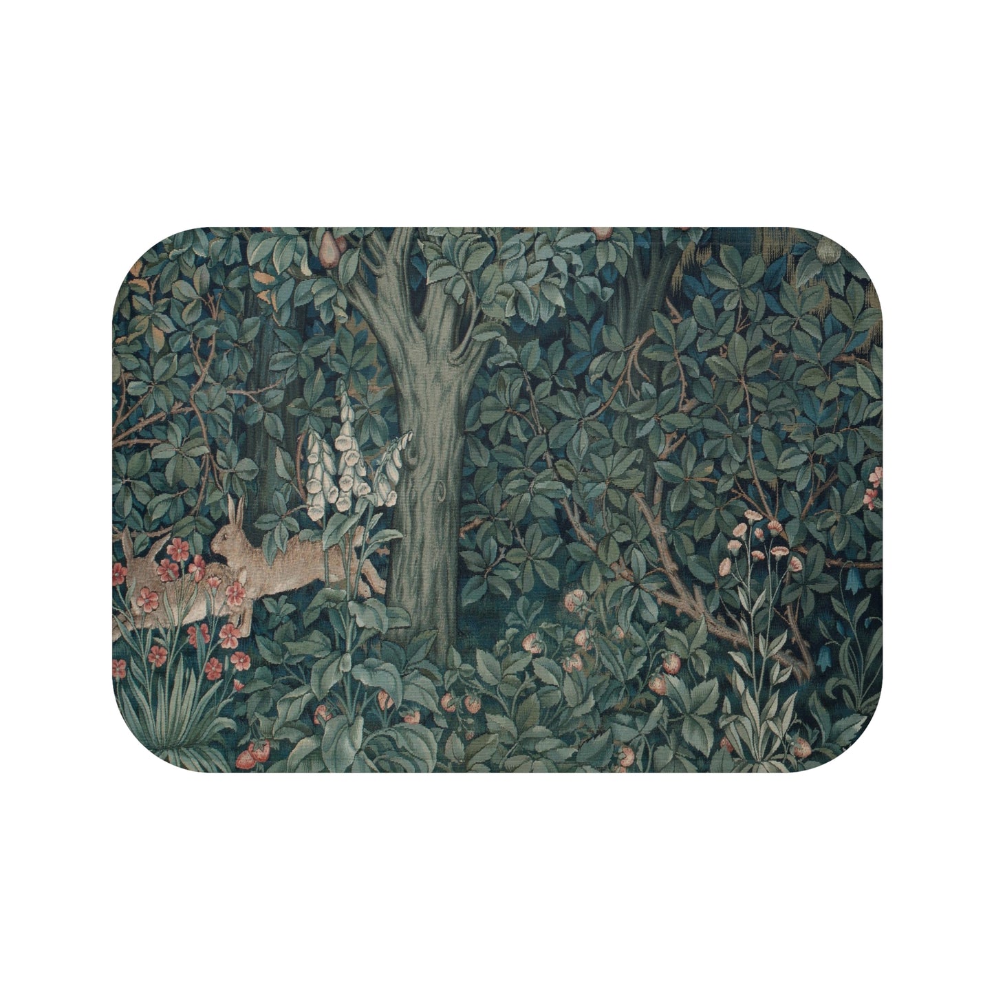 william-morris-co-microfibre-bath-mat-green-forest-collection-rabbit-1