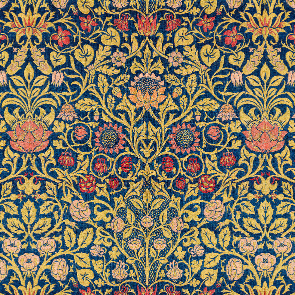 Pillow Sham inspired by William Morris - Violet and Columbine Collection (Yellow) x1