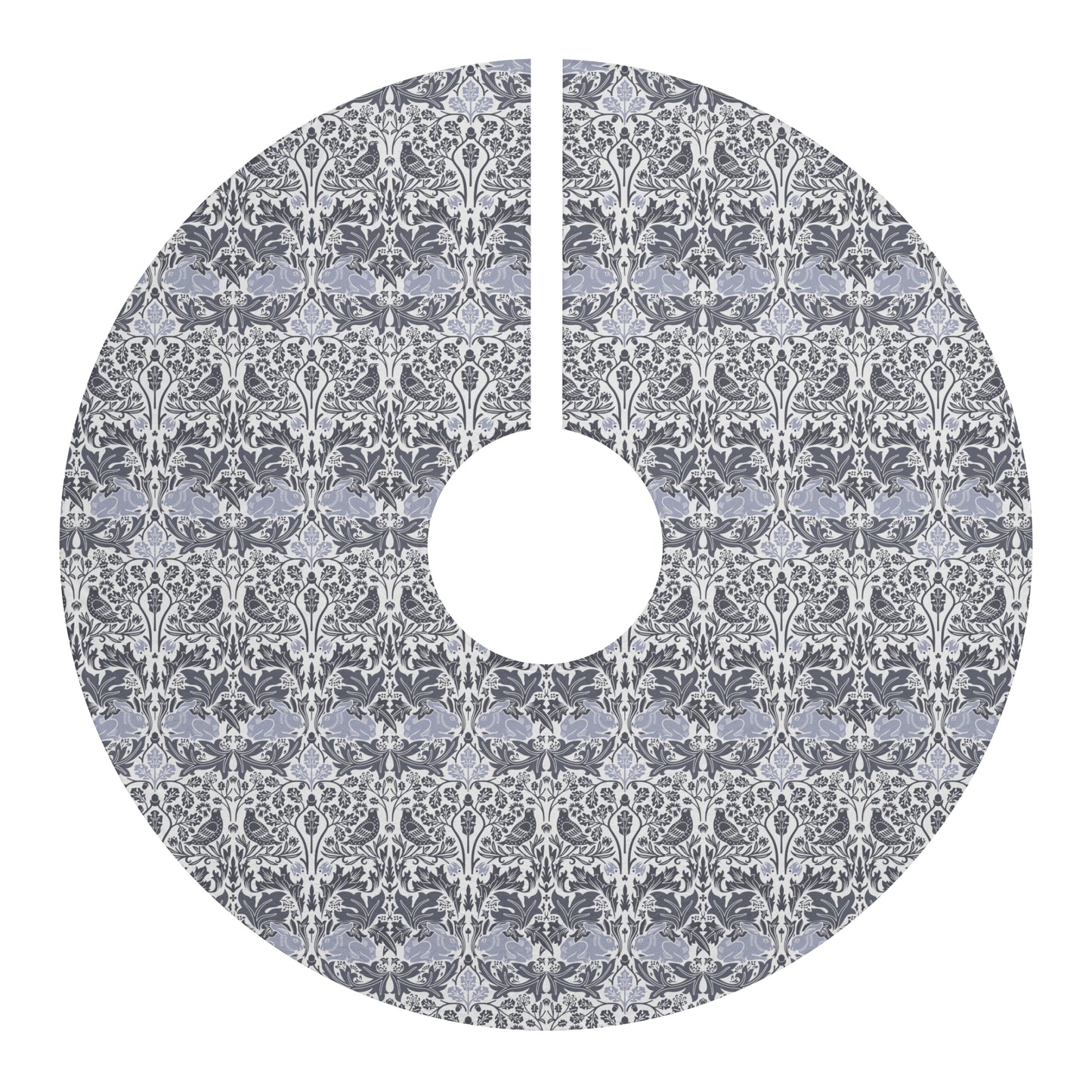 Decorative tree skirt with intricate pattern on a white background