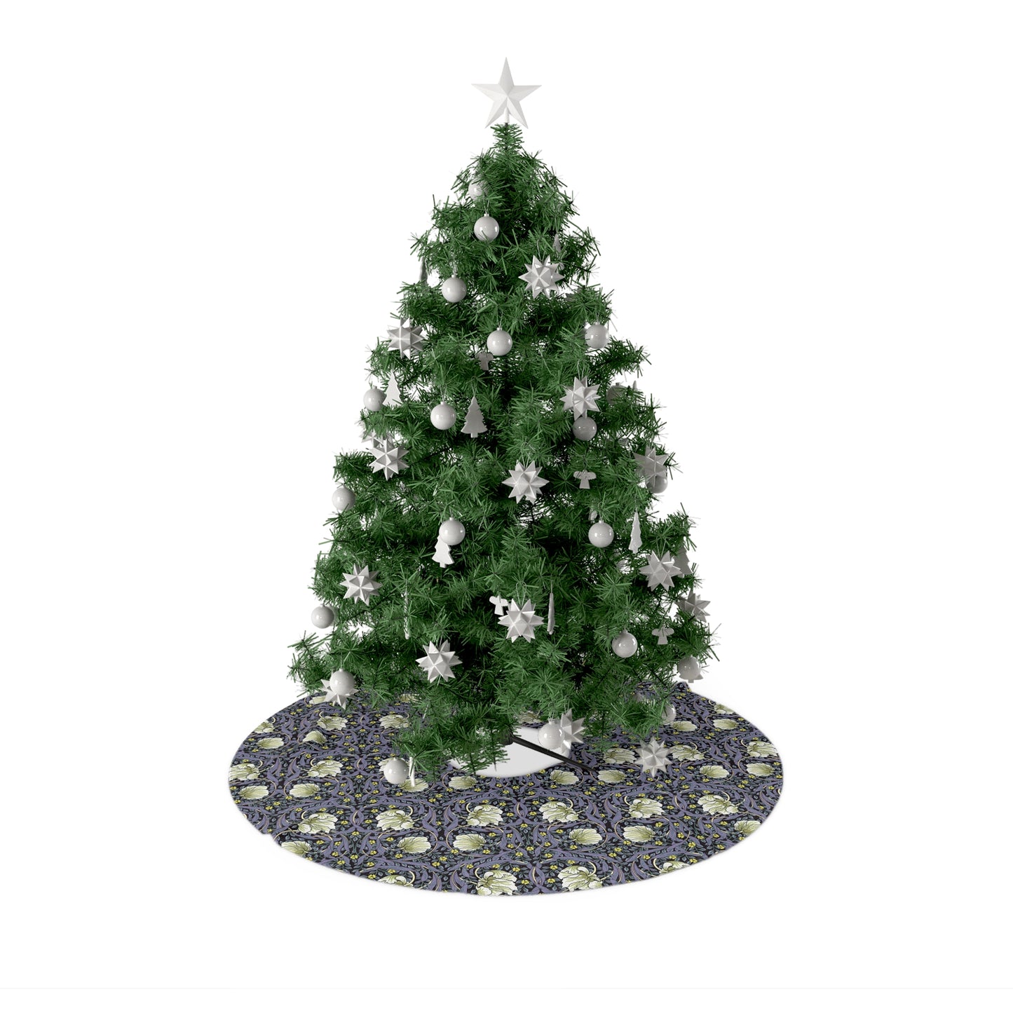 Decorated Christmas tree with ornaments on a white background