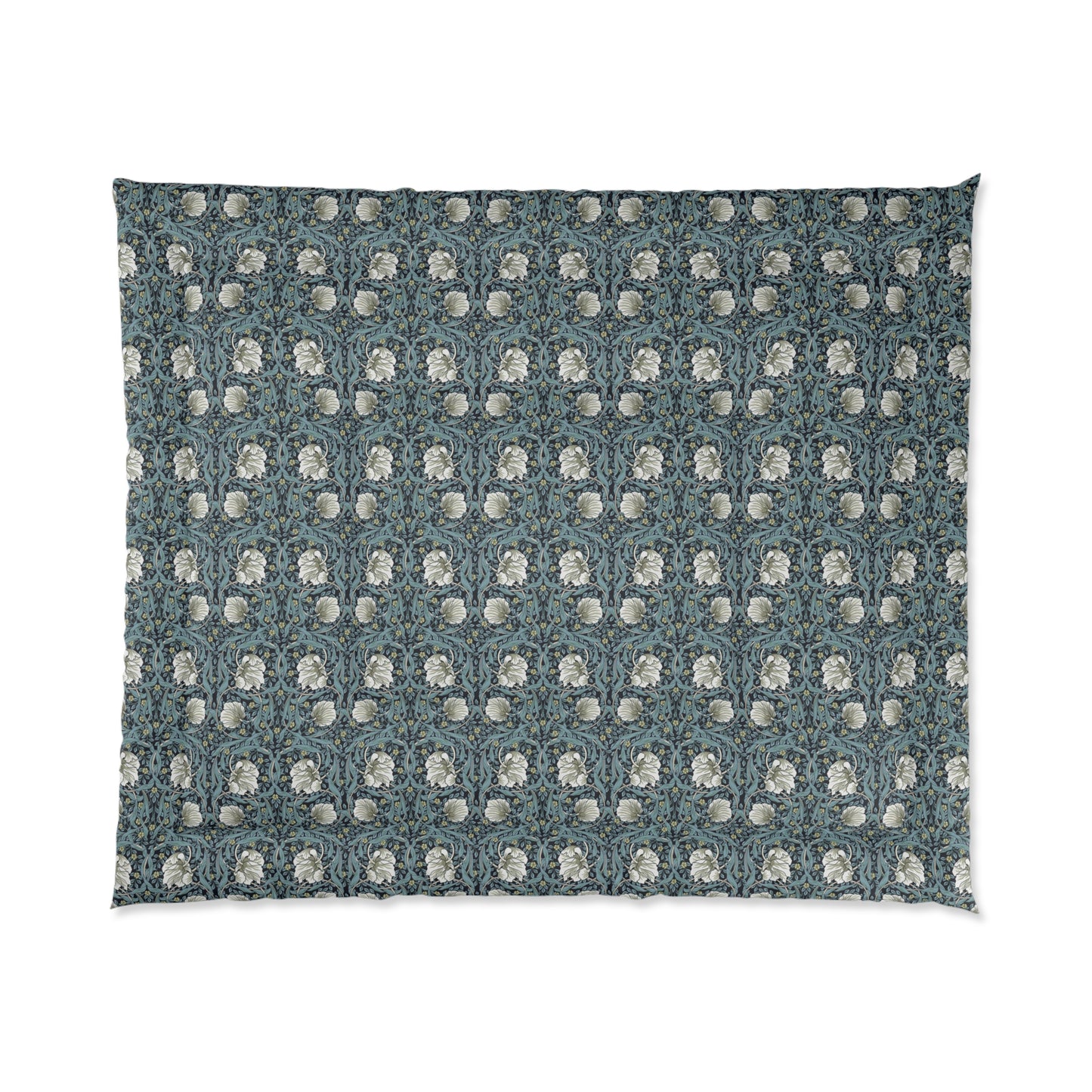 Bedding Comforter inspired by William Morris & Co in a floral pattern called Pimpernel Collection (Slate)