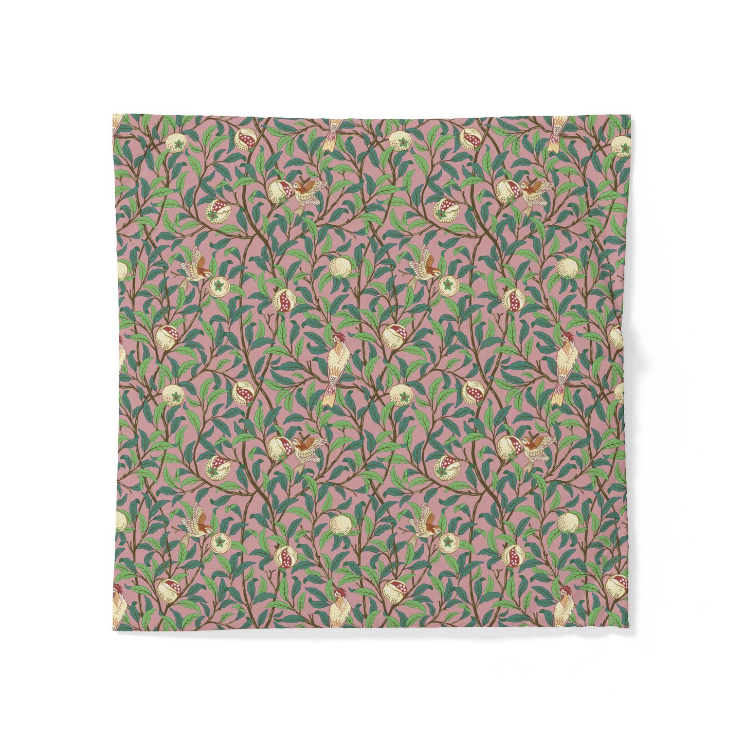 Floral patterned cotton fabric duvet cover on a white background