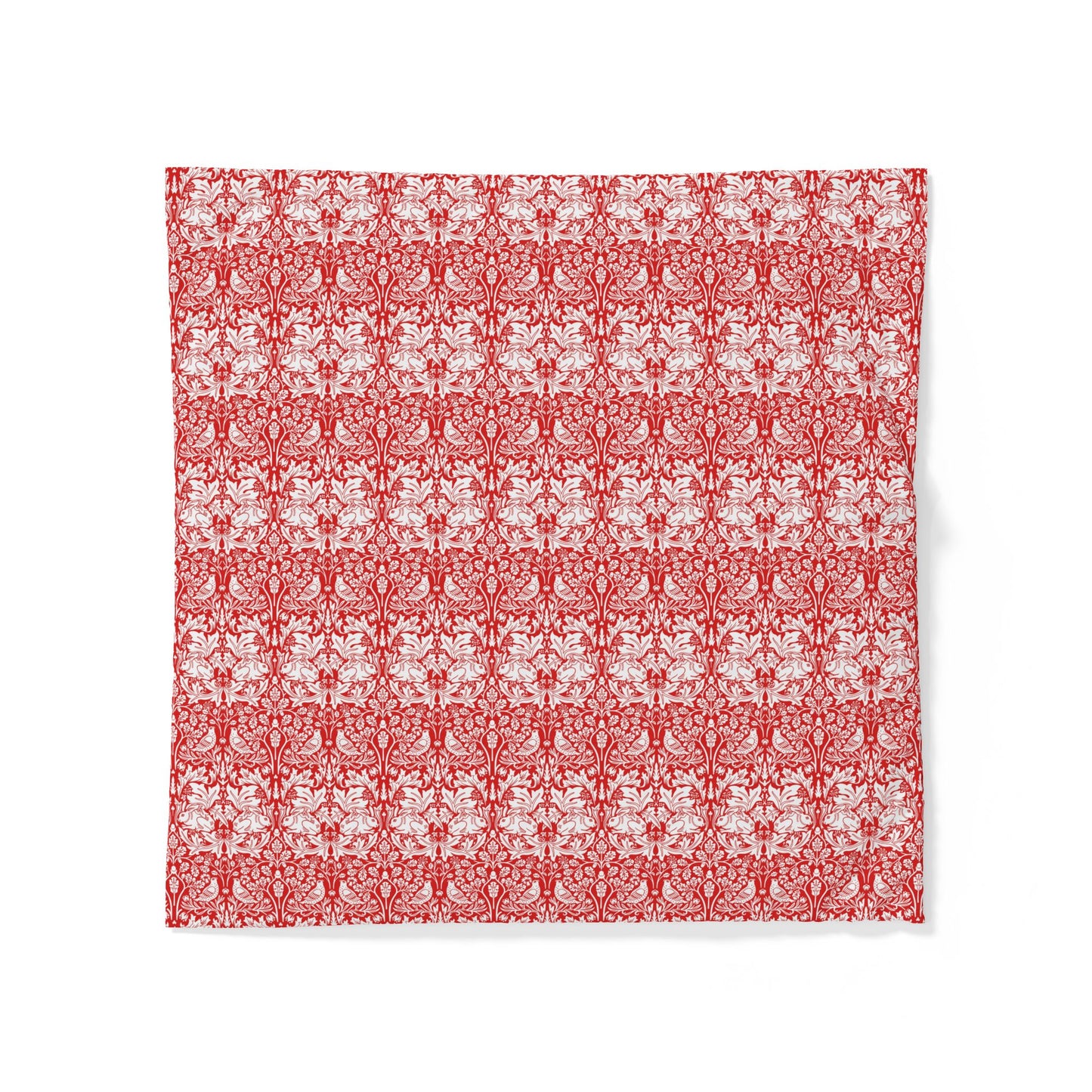 Red and white patterned cotton duvet cover on a white background