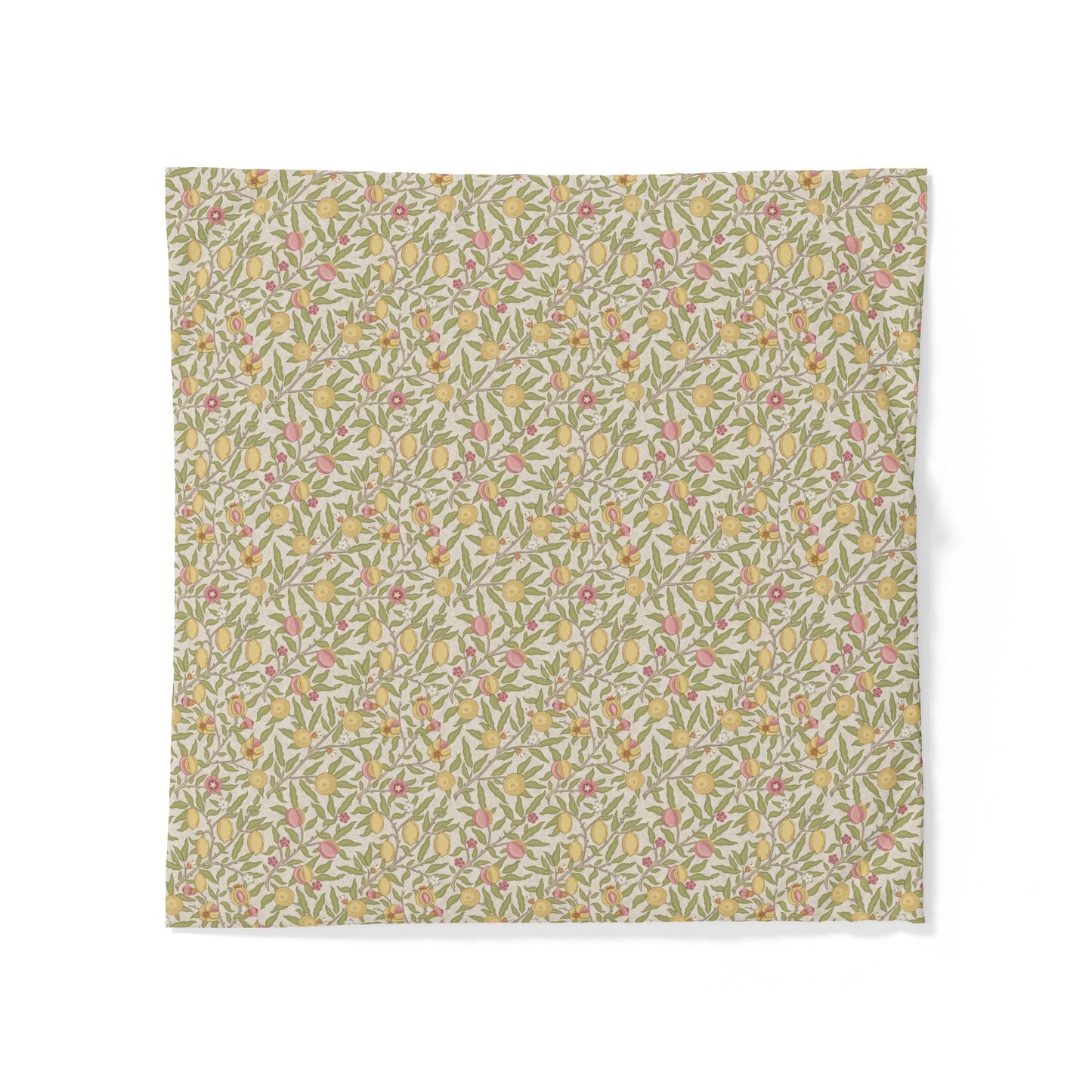 Floral patterned cotton fabric duvet cover on a white background