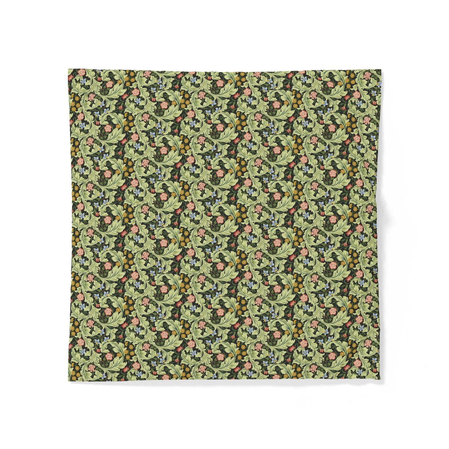 Floral patterned cotton fabric duvet cover on a white background