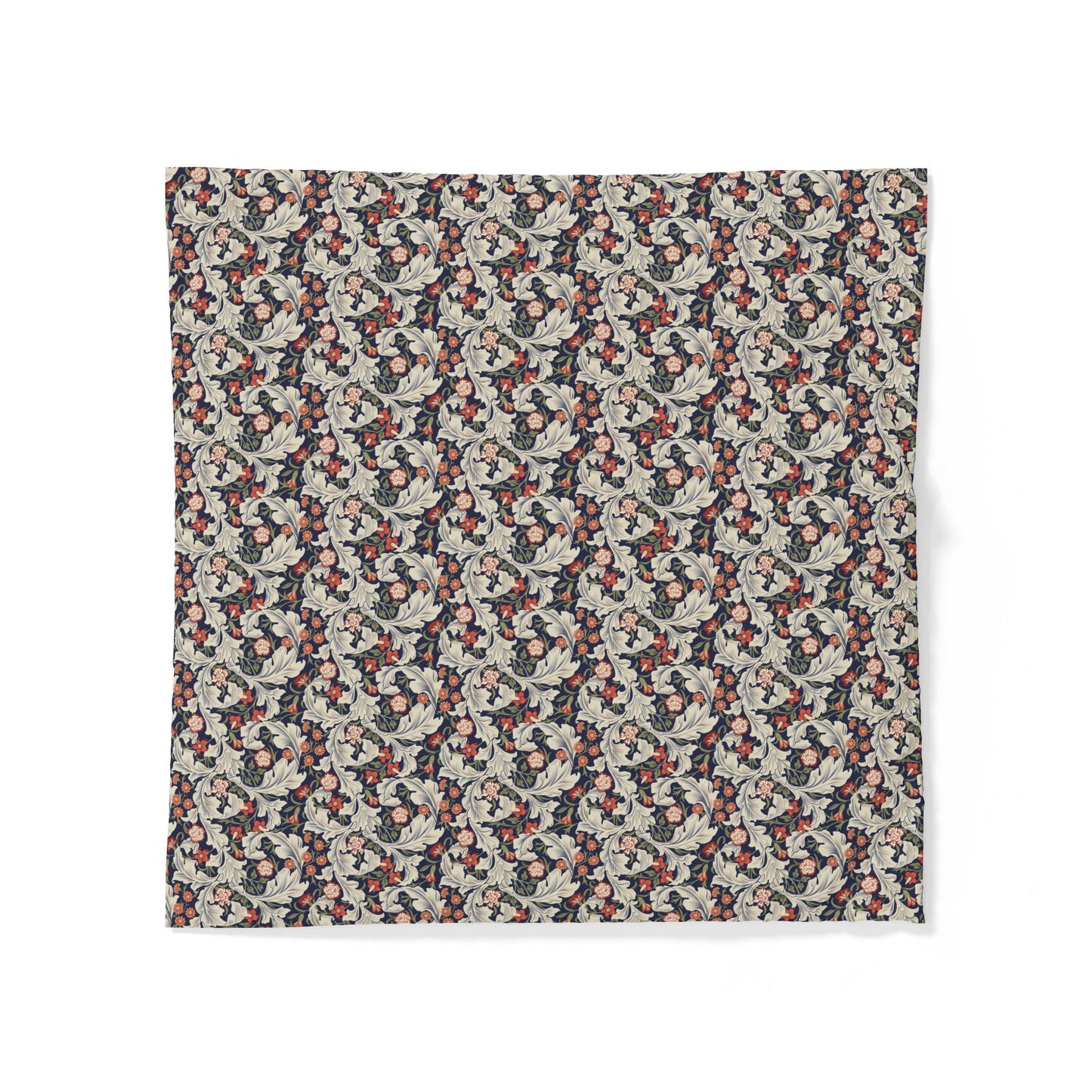 Floral patterned fabric duvet cover on a white background