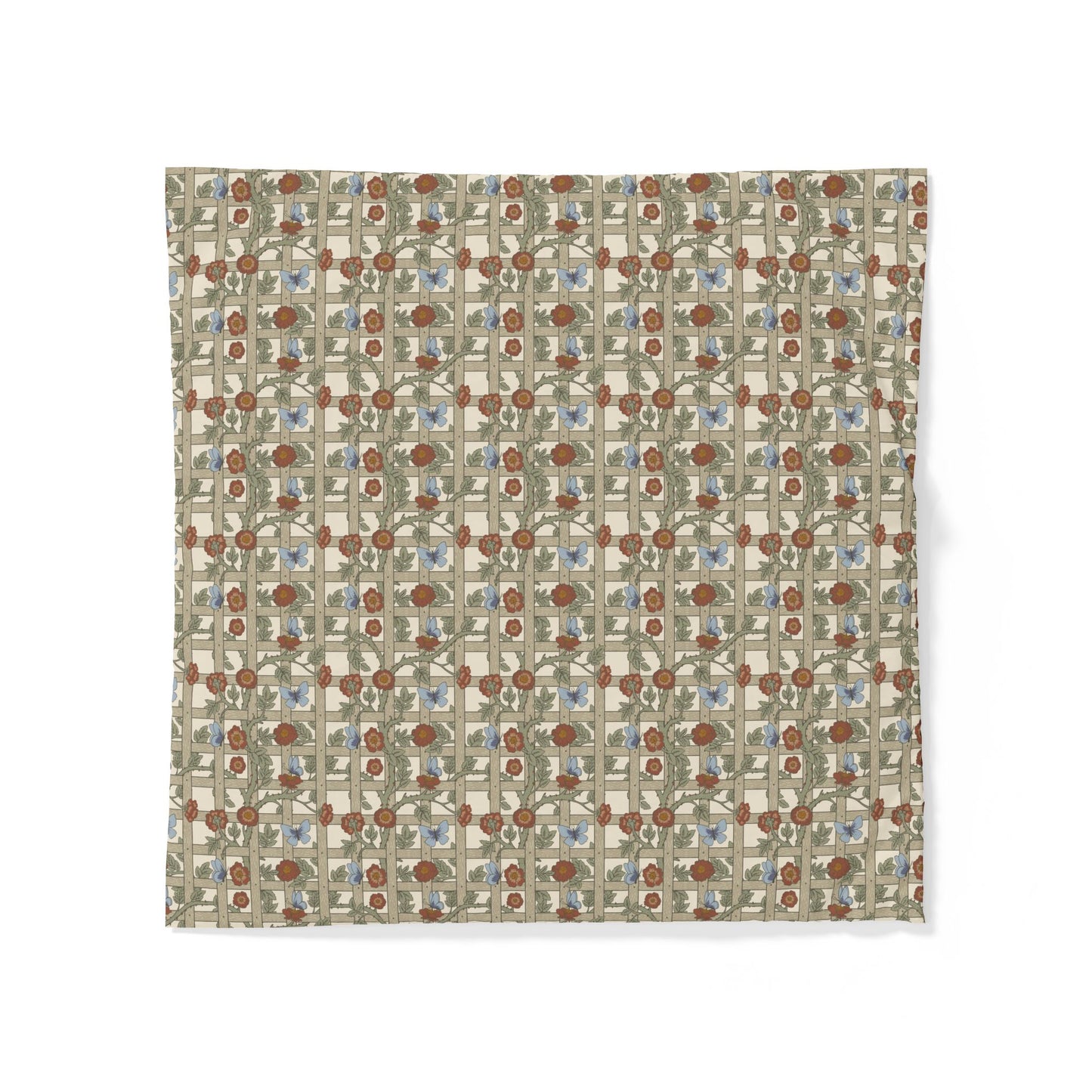 Patterned cotton fabric duvet cover with geometric design on a white background