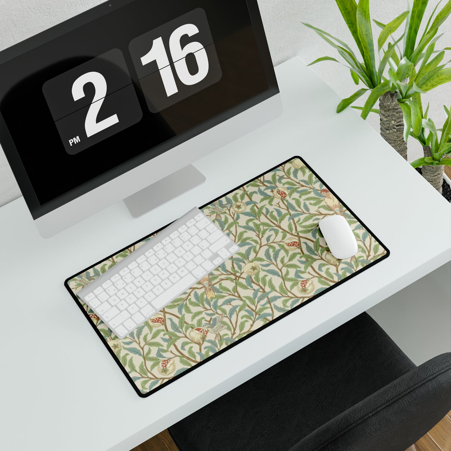 Desk Mat inspired by William Morris - Bird and Pomegranate Collection (Parchment) Elevate your workspace with timeless elegance and functional design. Inspired by the intricate patterns and botanical motifs of the Arts and Crafts Movement