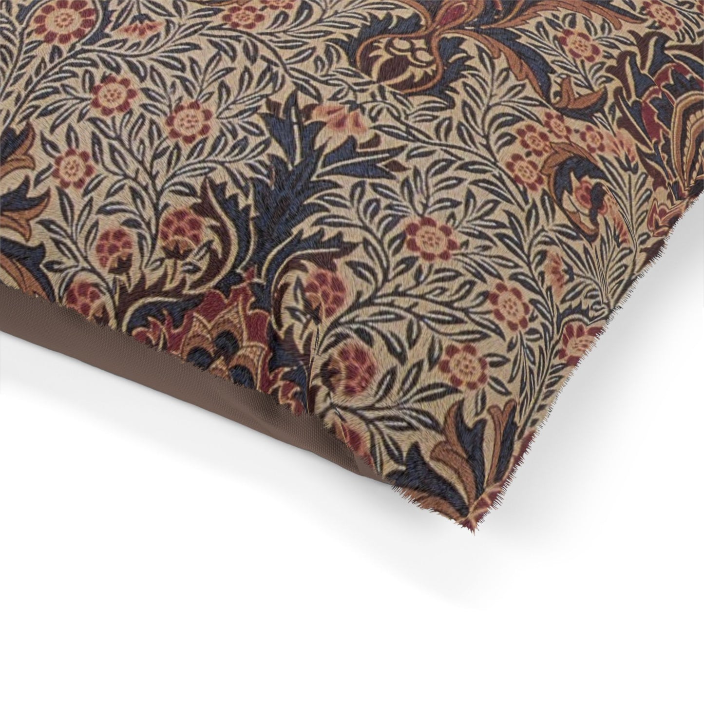 Close-up of a floral patterned fabric with a white background