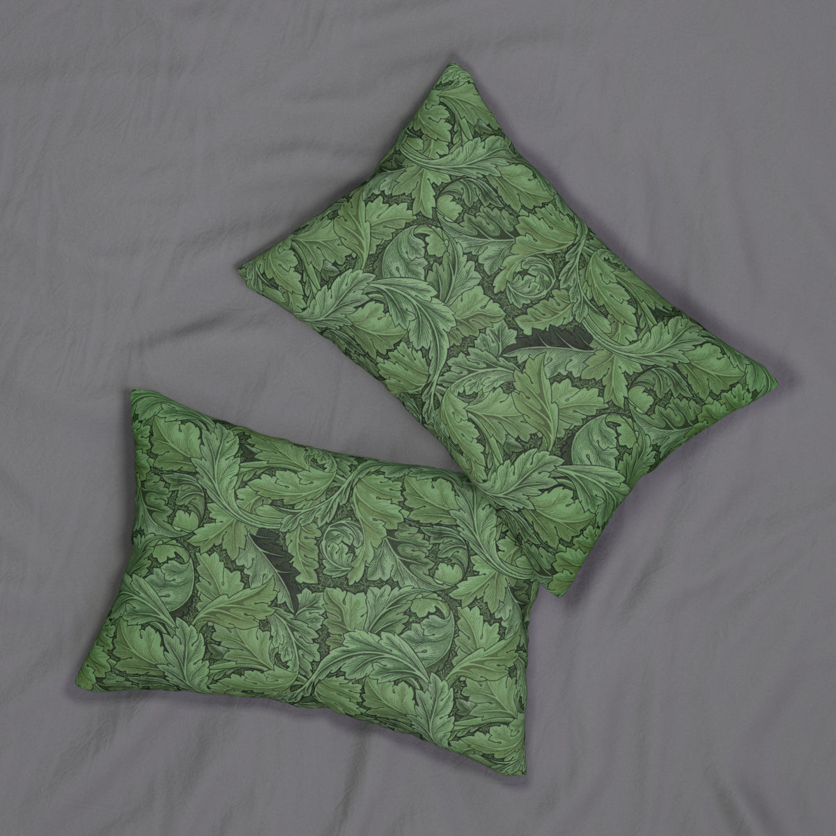 Lumbar Cushion designed by William Morris & Co in a green floral pattern called Acanthus Collection (Green)