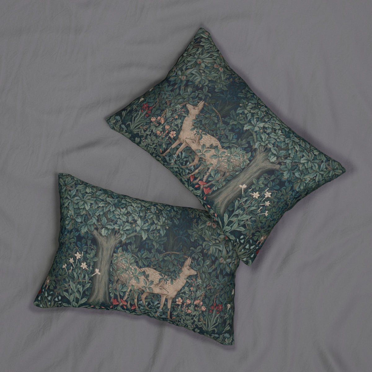 Lumbar Cushion designed by William Morris & Co in a floral pattern called Greenery Collection (Dear)