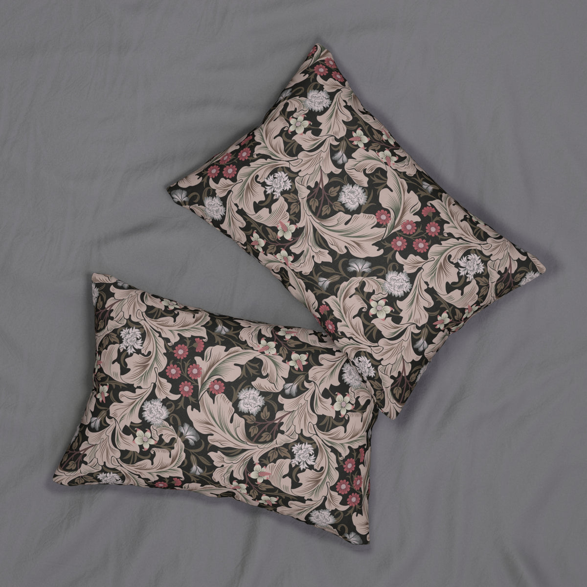 Lumbar Cushion designed by William Morris & Co in a brown floral pattered called Leicester Collection (Mocha)