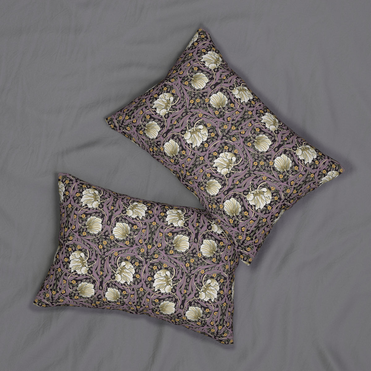 Lumbar Cushion designed by William Morris & Co in a pink floral pattern called Pimpernel Collection (Rosewood)