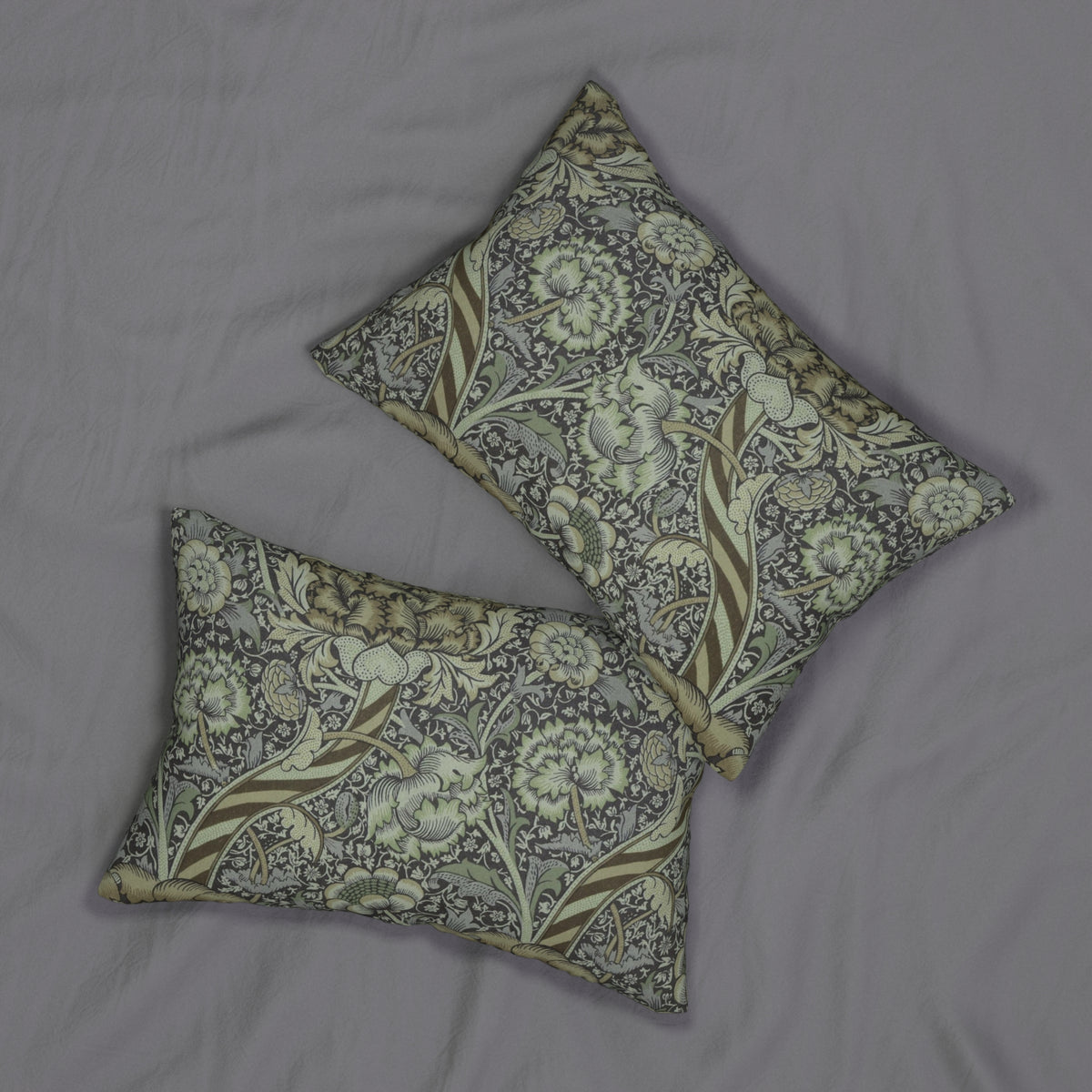 Lumbar Cushion designed by William Morris & Co in a grey floral pattern called Wandle Collection (Grey)