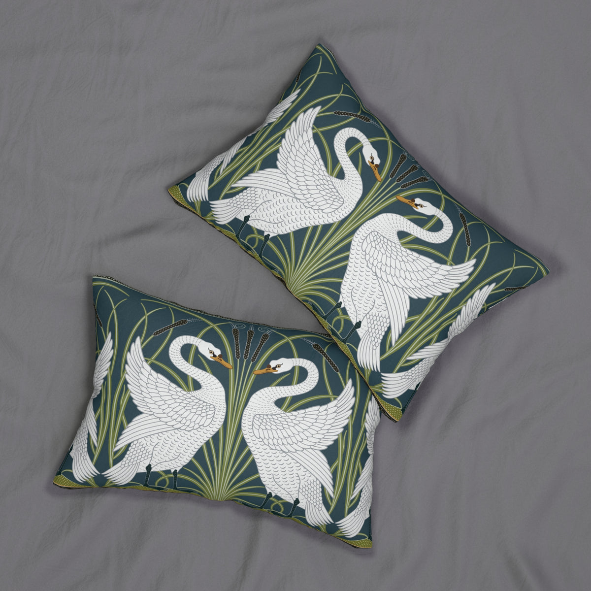Lumbar Cushion inspired by William Morris - Swan, Rush and Iris Collection (White Swan)