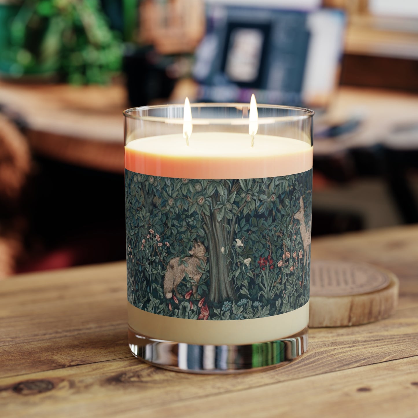 Luxury Scented Candle in an Arts & Crafts pattern inspired by William Morris & Co called Greenery Collection
