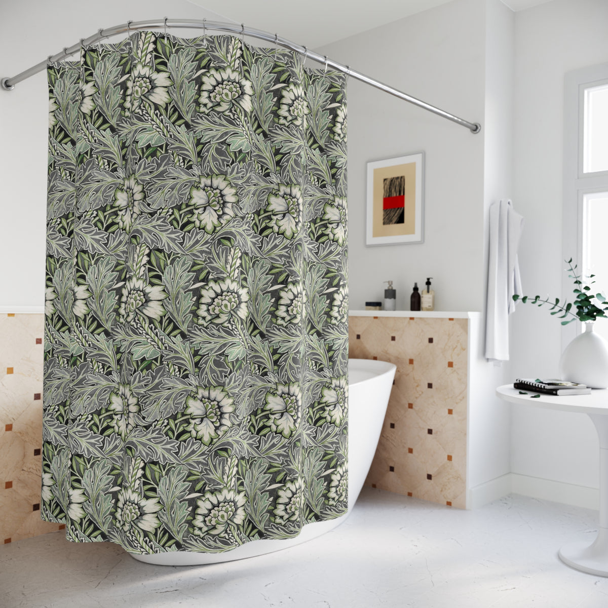 Shower Curtain inspired by William Morris - Anemone Collection (Mist)