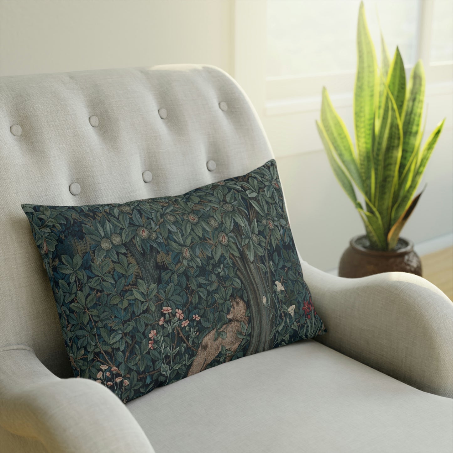 William-Morris-and-Co-Cushion-and-Cushion-Cover-Fox-by-John-Henry-Dearle-Green-Forest-Collection-14