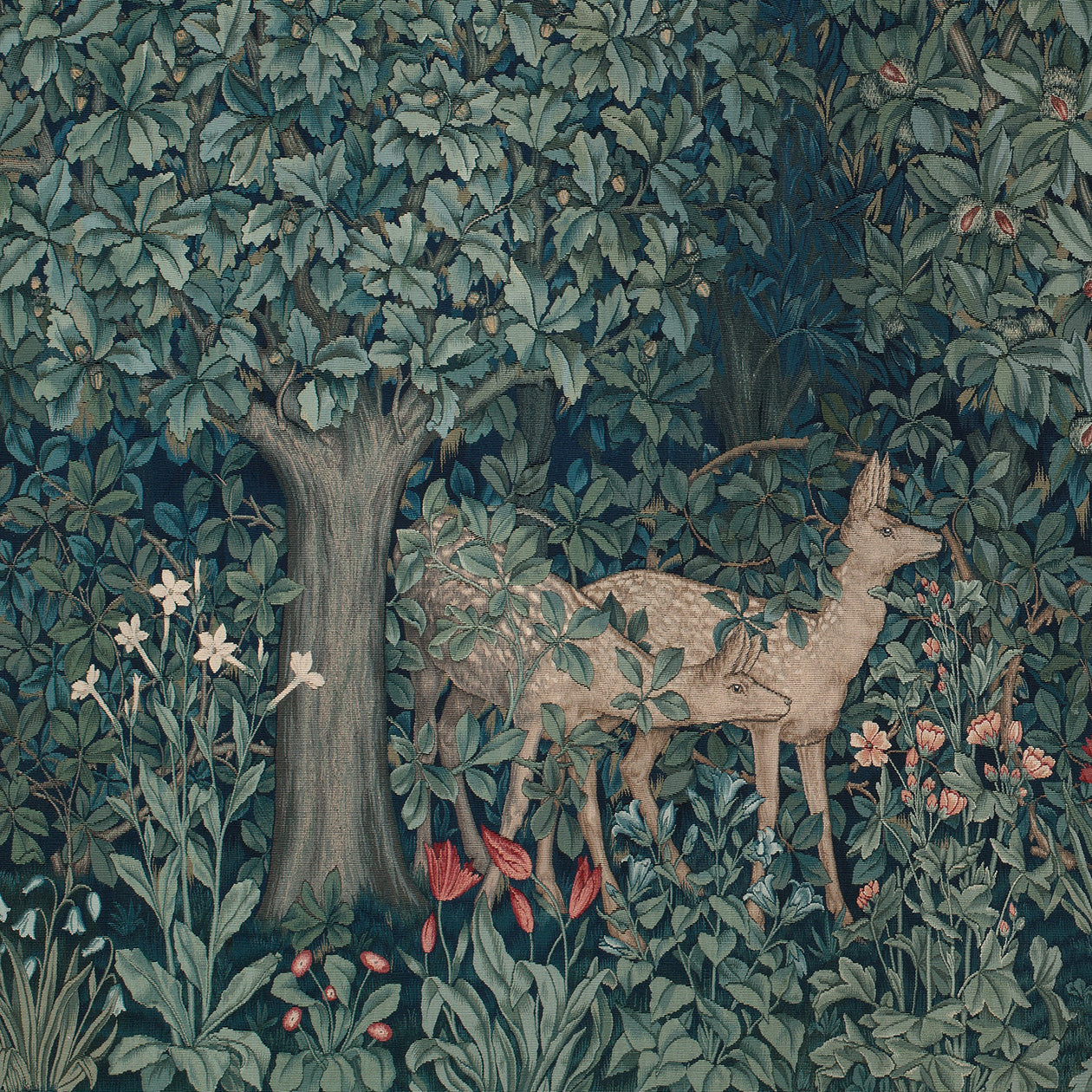 Lumbar Cushion inspired by William Morris - Greenery Collection (Dear - Right)