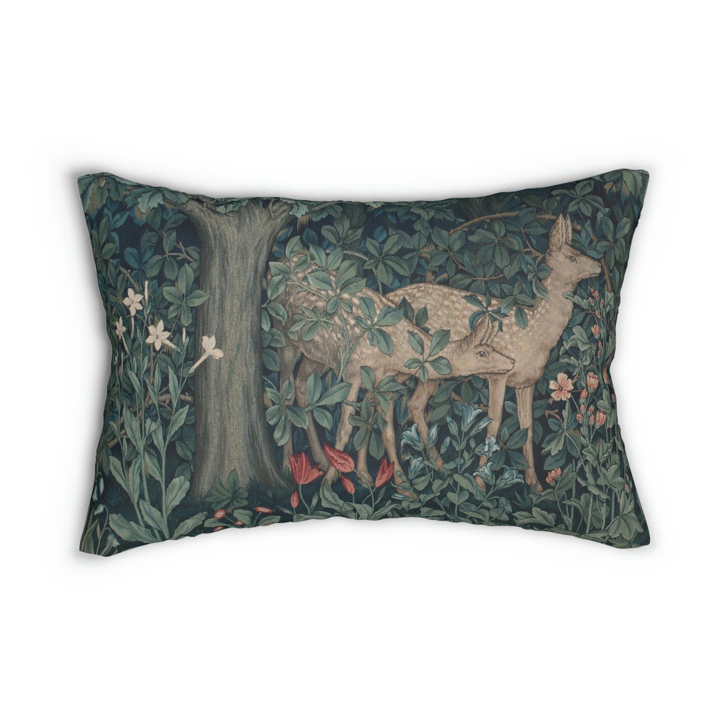 Lumbar Cushion inspired by William Morris - Greenery Collection (Dear - Right)